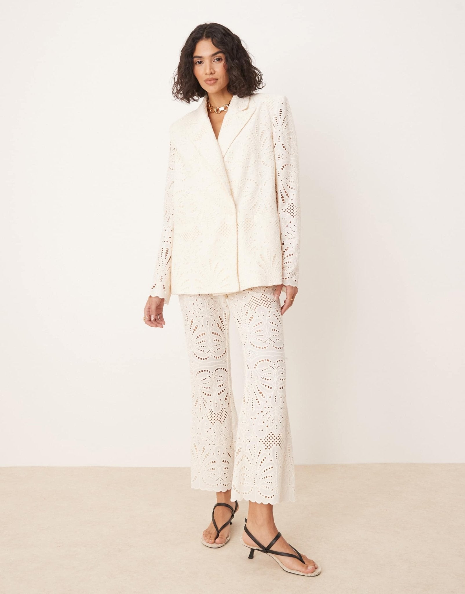 ASOS DESIGN embroidered blazer co-ord in cream - ASOS Sample Sale