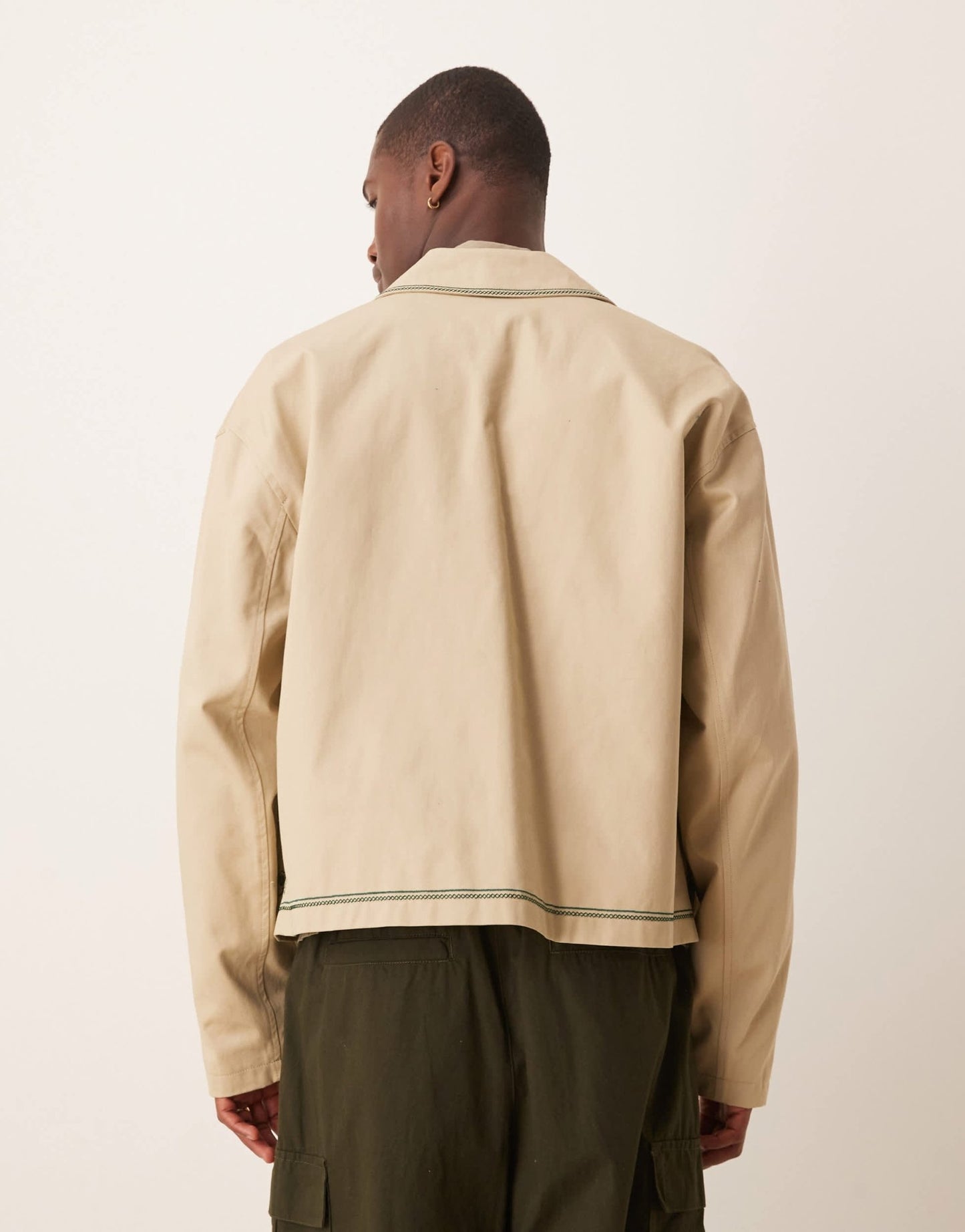 ASOS DESIGN embroidered harrington jacket in stone - ASOS Sample Sale