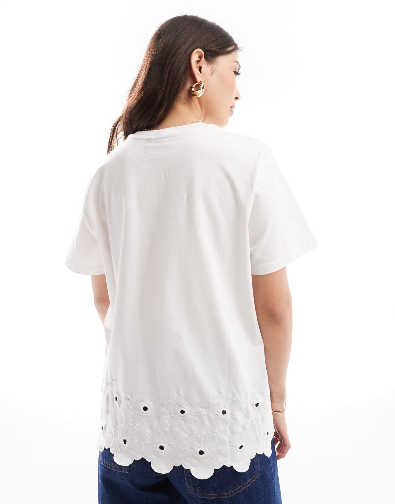 ASOS DESIGN embroidered hem t-shirt in white - ASOS Sample Sale