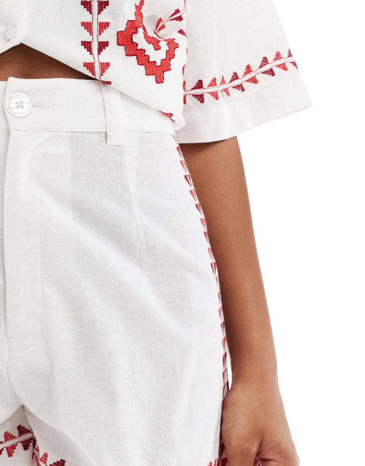 ASOS DESIGN embroidered shorts co-ord in red and white - ASOS Sample Sale