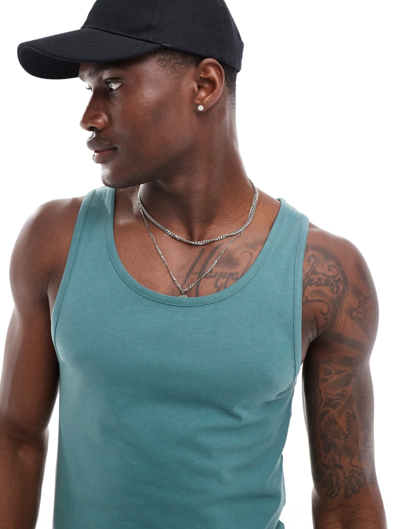 ASOS DESIGN essentials 2 pack muscle fit vests in stone and mid green - ASOS Sample Sale