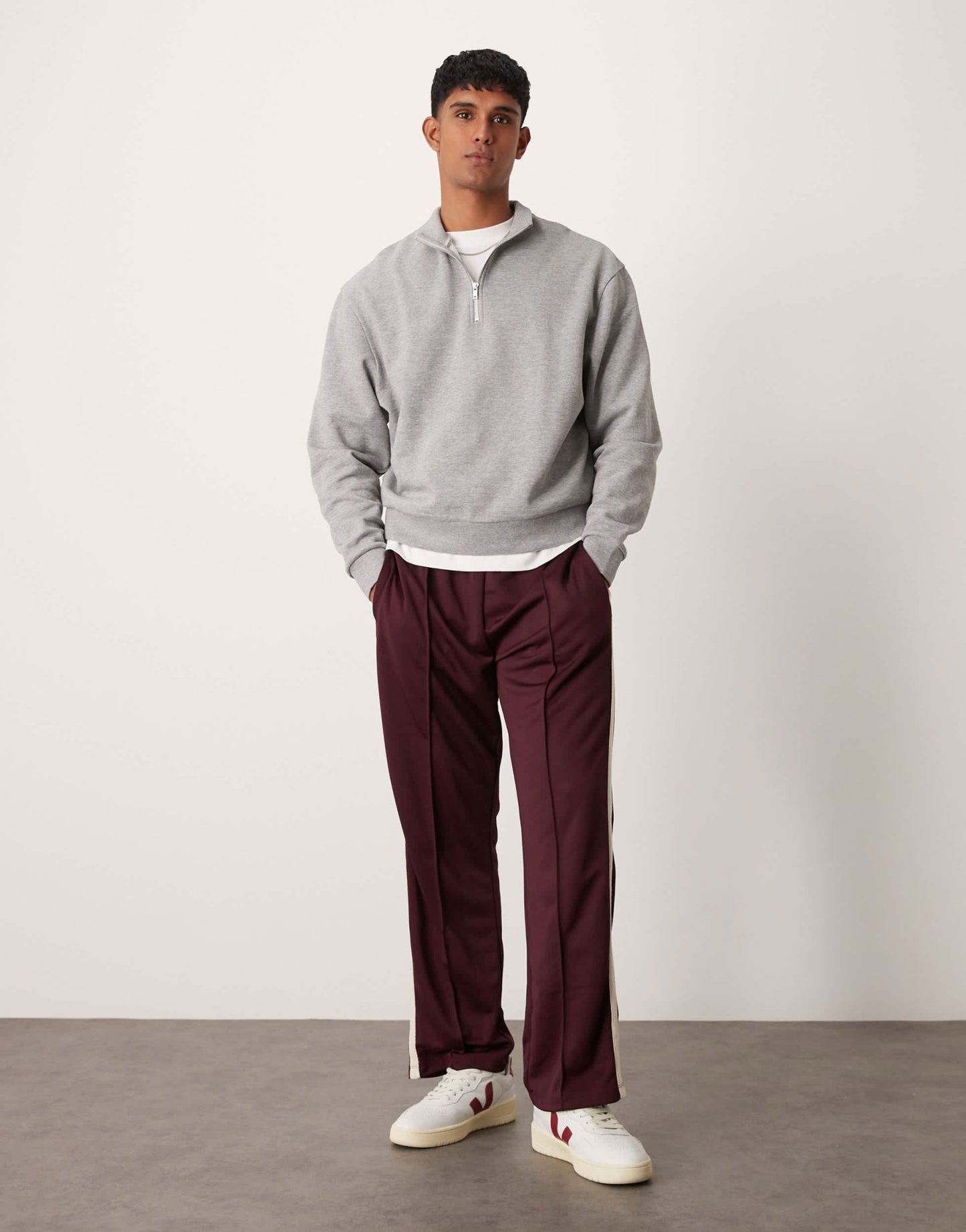 ASOS DESIGN essentials boxy relaxed sweatshirt with quarter zip in grey marl - ASOS Sample Sale