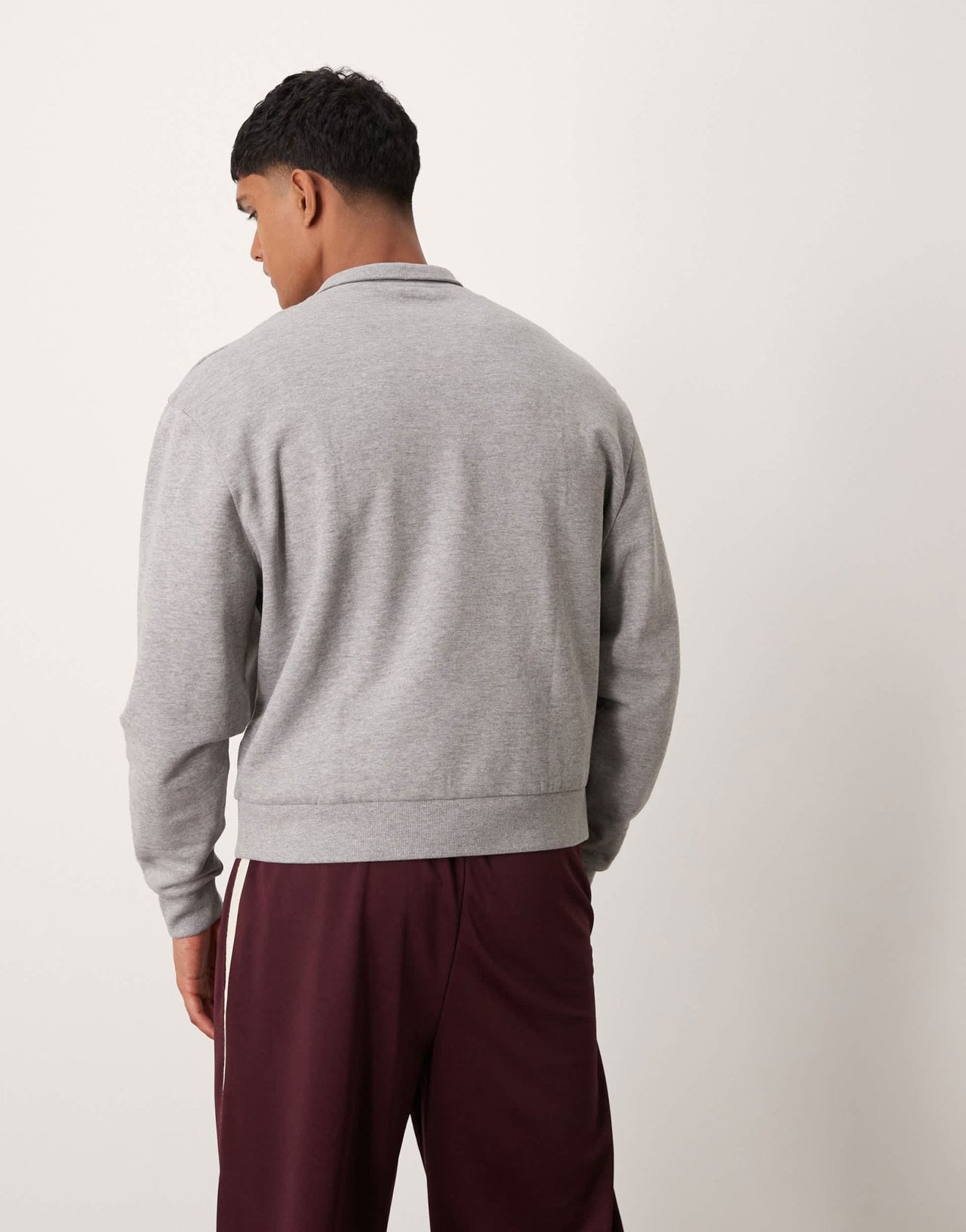 ASOS DESIGN essentials boxy relaxed sweatshirt with quarter zip in grey marl - ASOS Sample Sale