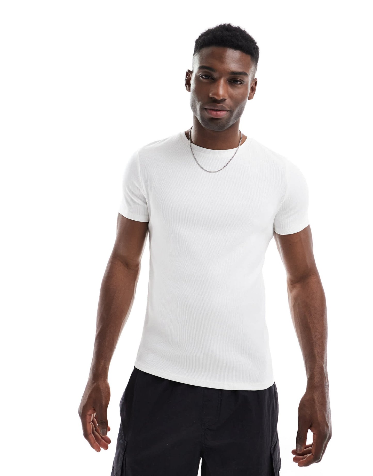 ASOS DESIGN Essentials muscle fit t-shirt in cream rib - ASOS Sample Sale