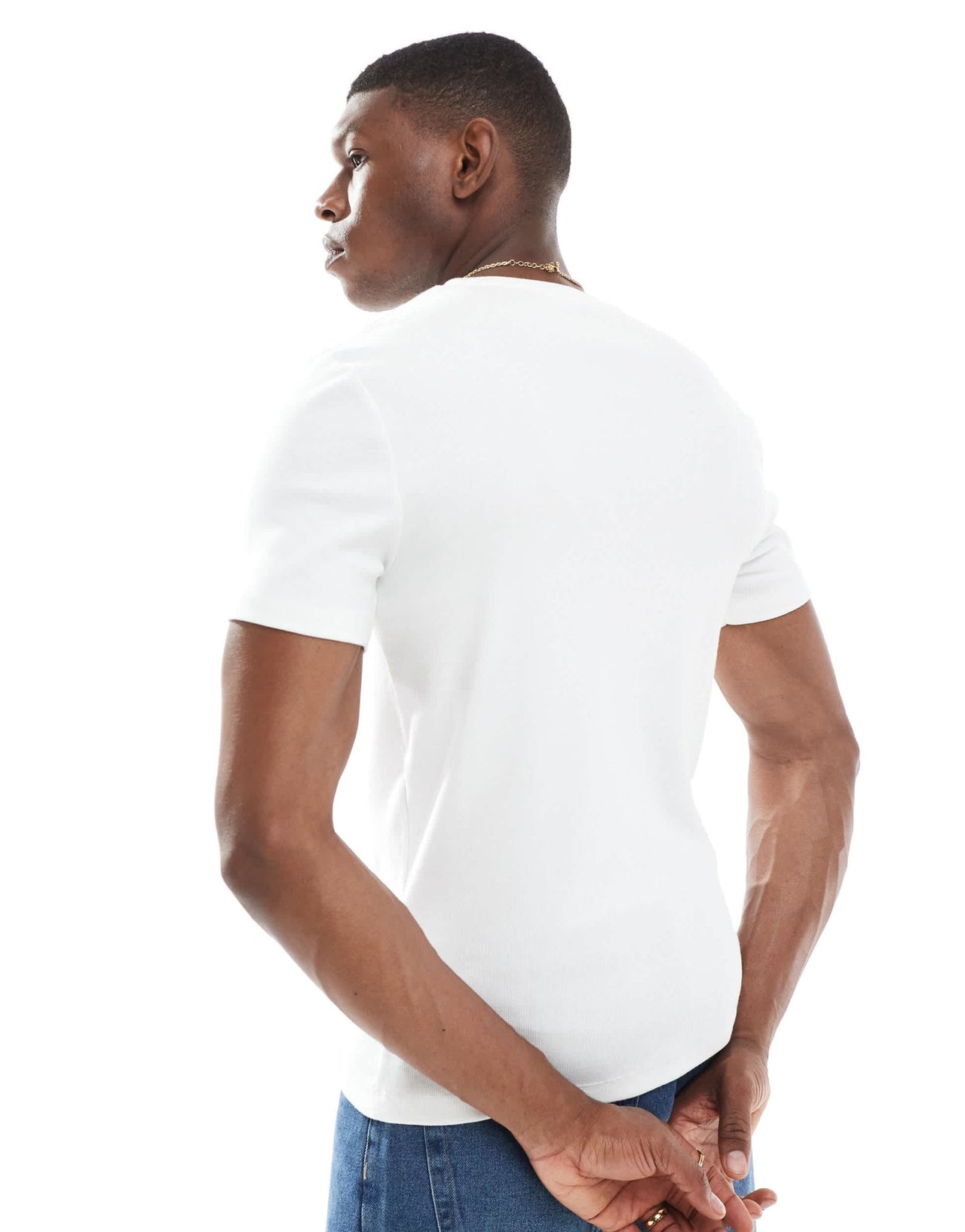 ASOS DESIGN essentials muscle fit t-shirt in white rib - ASOS Sample Sale