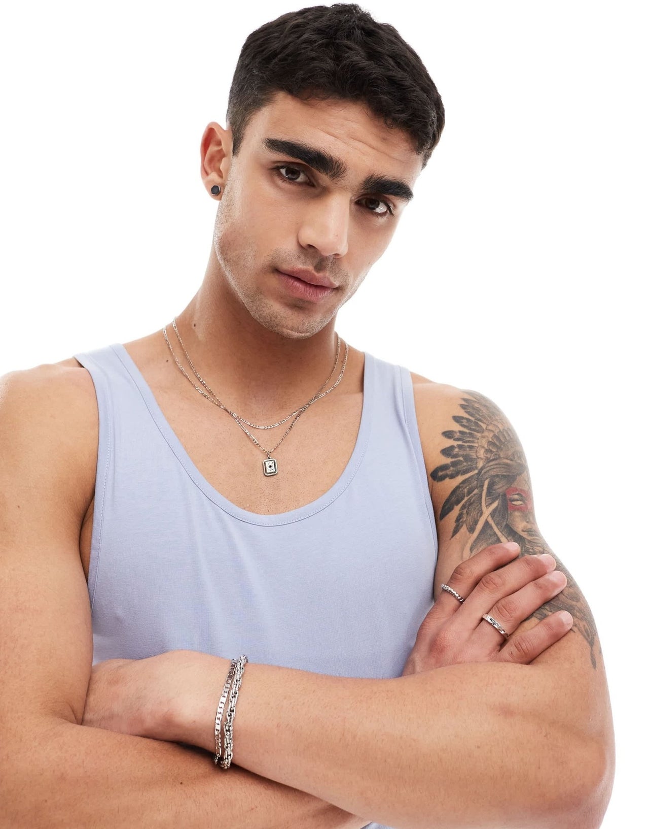 ASOS DESIGN essentials muscle fit vest in light blue - ASOS Sample Sale