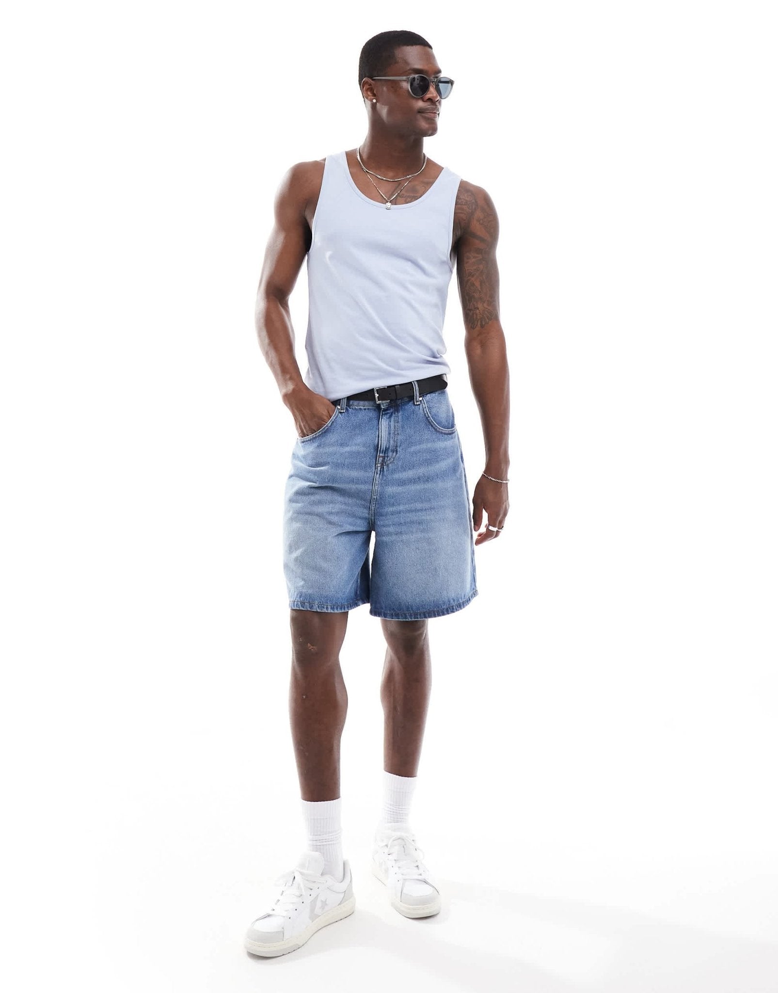 ASOS DESIGN essentials muscle fit vest in light blue - ASOS Sample Sale