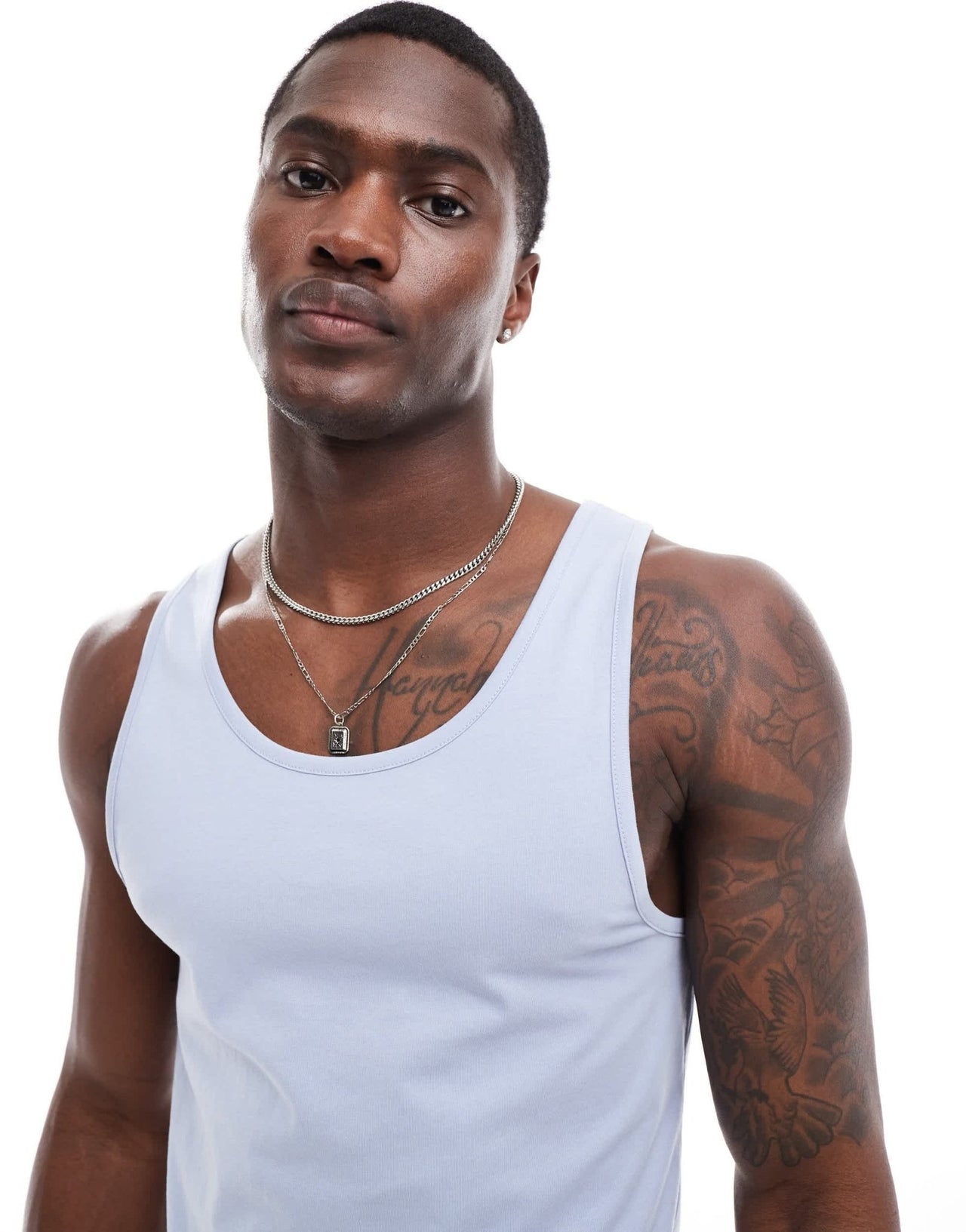 ASOS DESIGN essentials muscle fit vest in light blue - ASOS Sample Sale