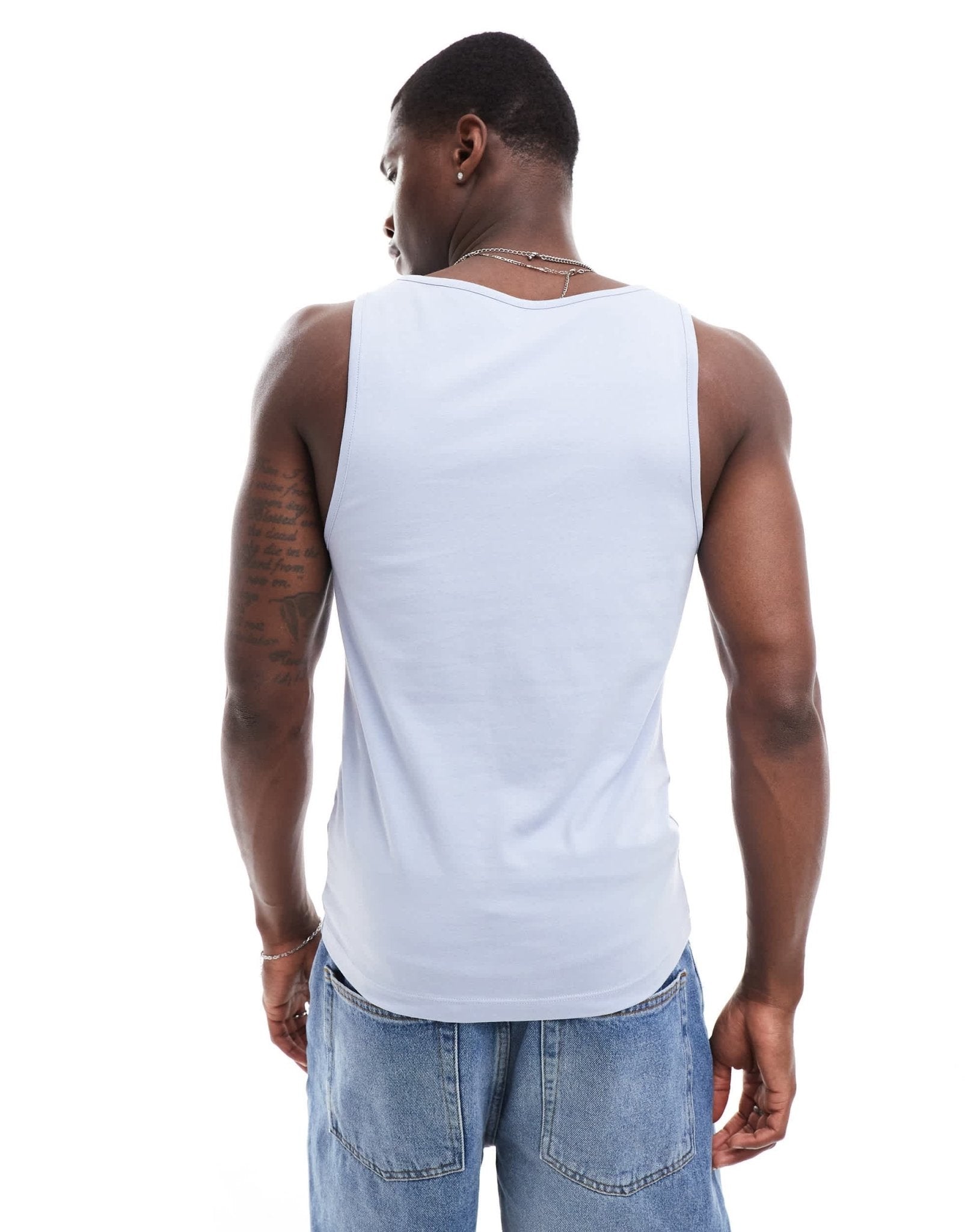 ASOS DESIGN essentials muscle fit vest in light blue - ASOS Sample Sale
