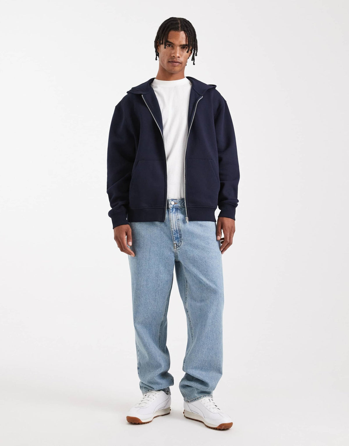 ASOS DESIGN essentials relaxed fit zip through hoodie in navy - ASOS Sample Sale
