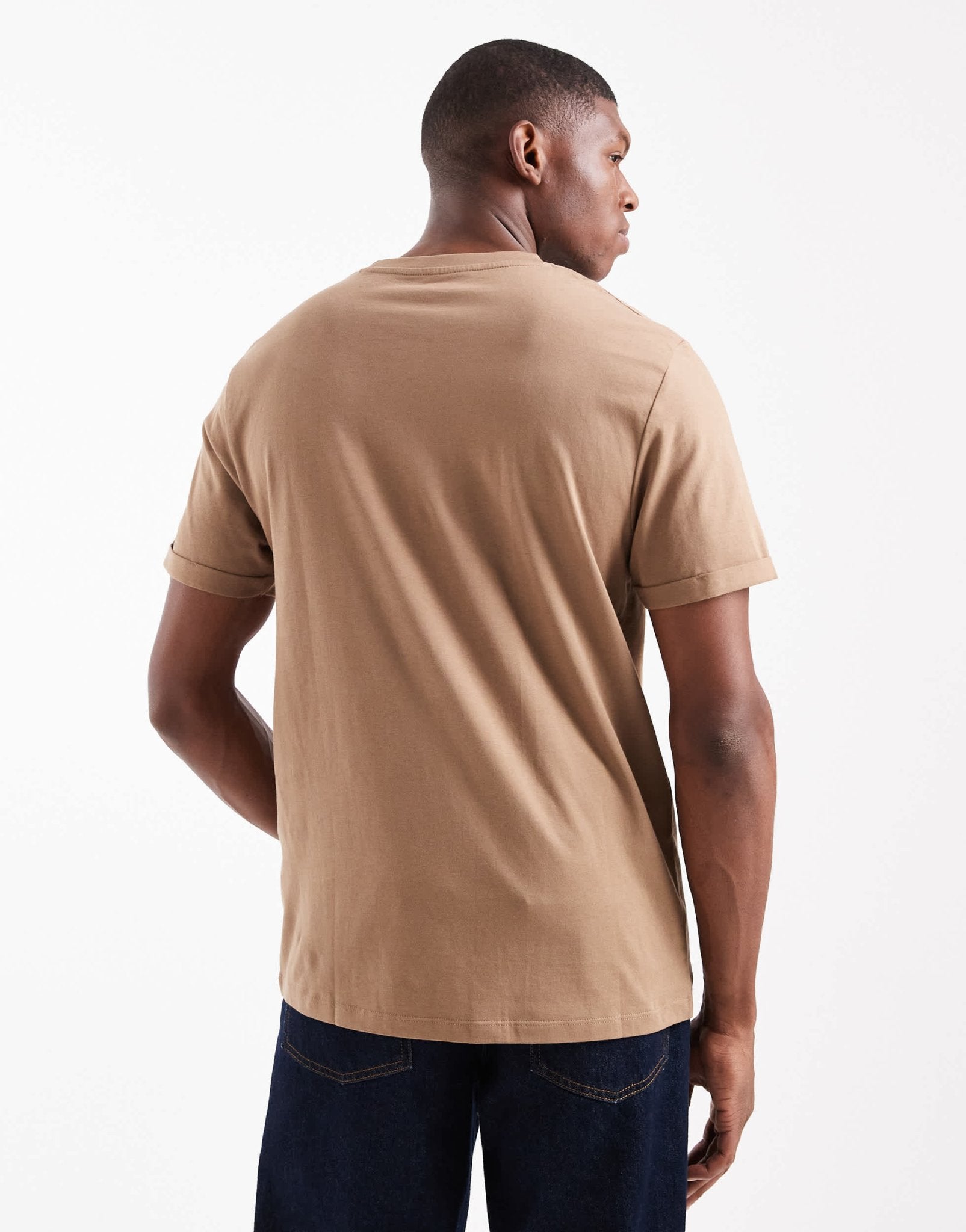 ASOS DESIGN Essentials roll sleeve t-shirt with crew neck in brown - ASOS Sample Sale