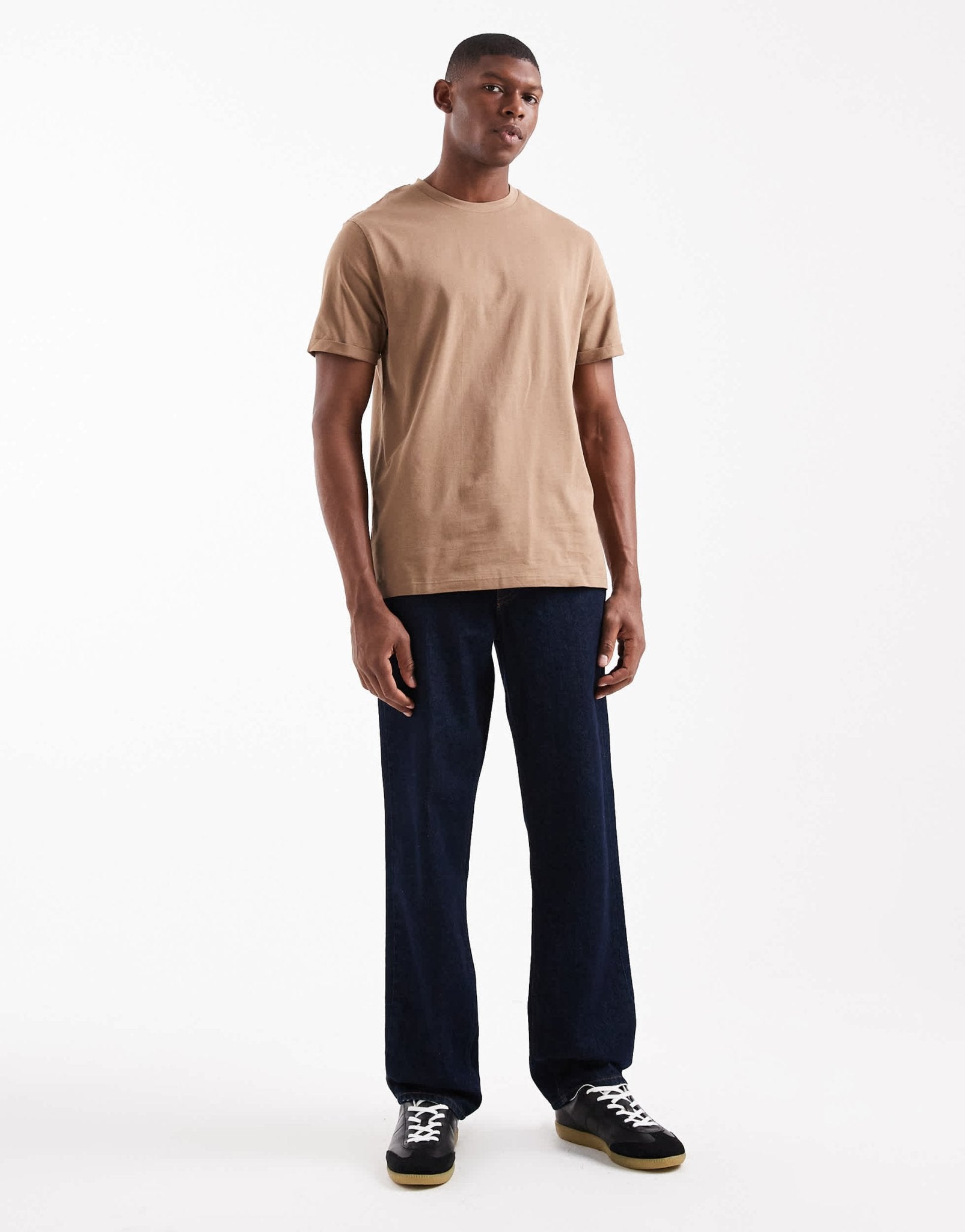 ASOS DESIGN Essentials roll sleeve t-shirt with crew neck in brown - ASOS Sample Sale