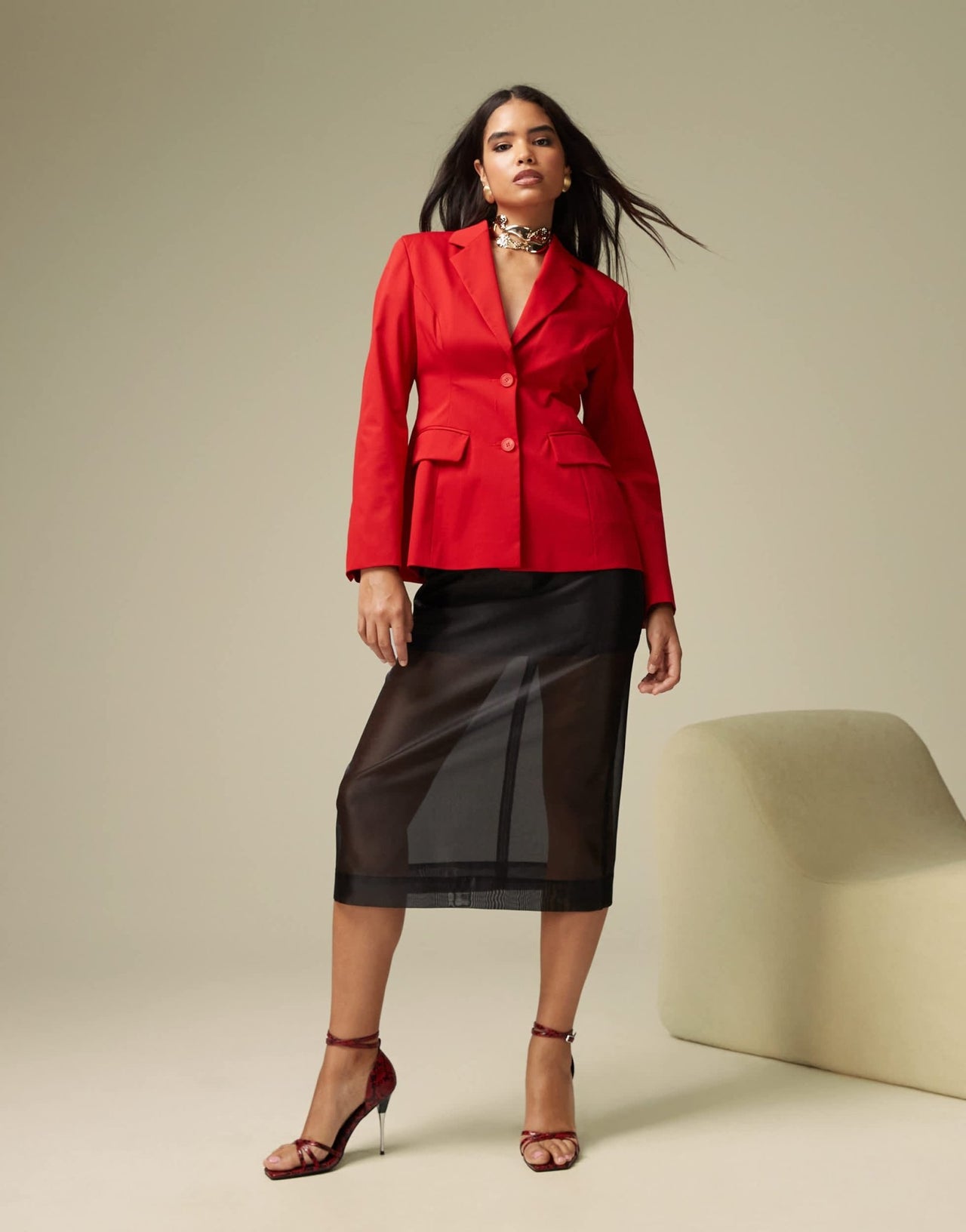 ASOS DESIGN exaggerated nipped waist blazer in red - ASOS Sample Sale