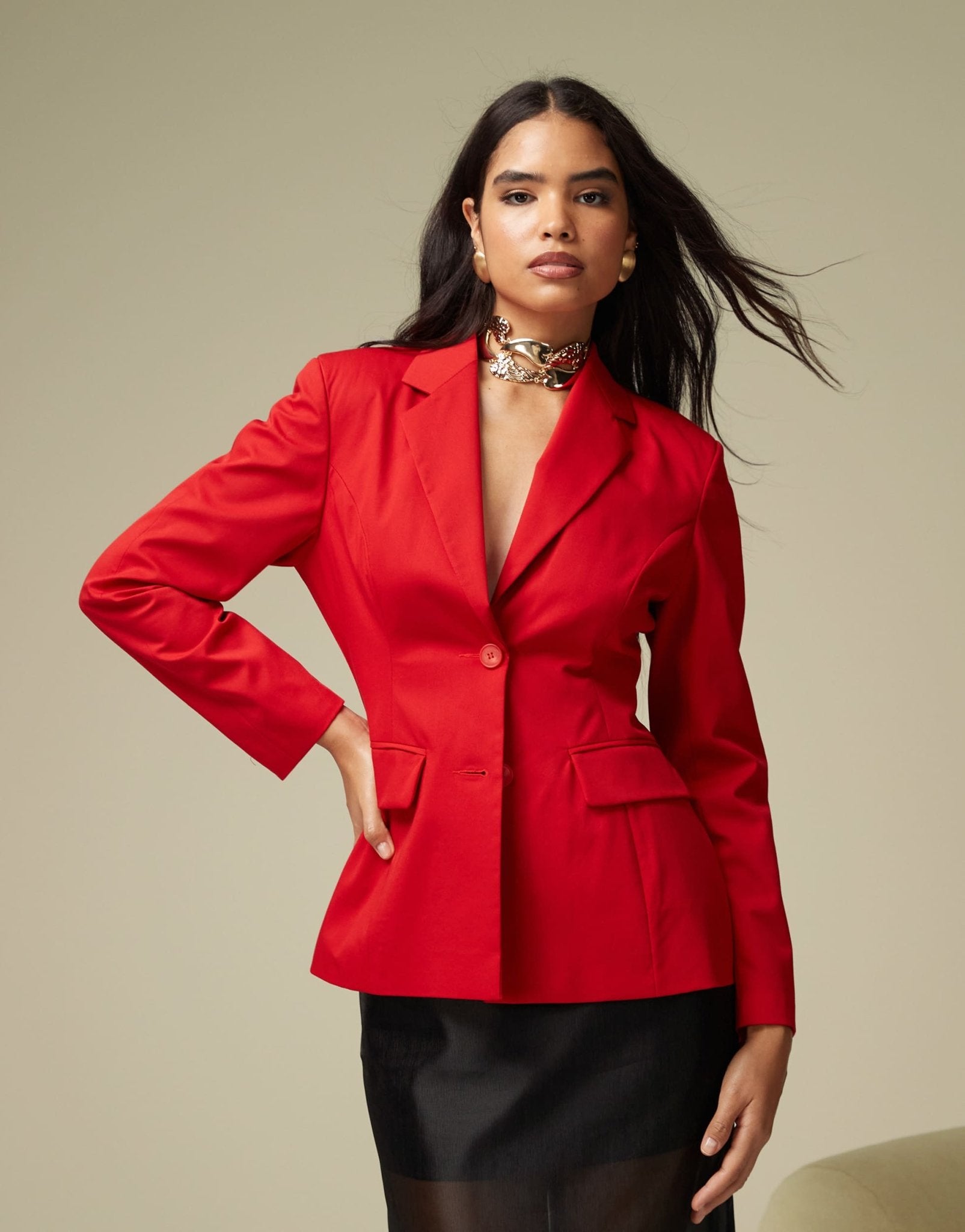 ASOS DESIGN exaggerated nipped waist blazer in red - ASOS Sample Sale