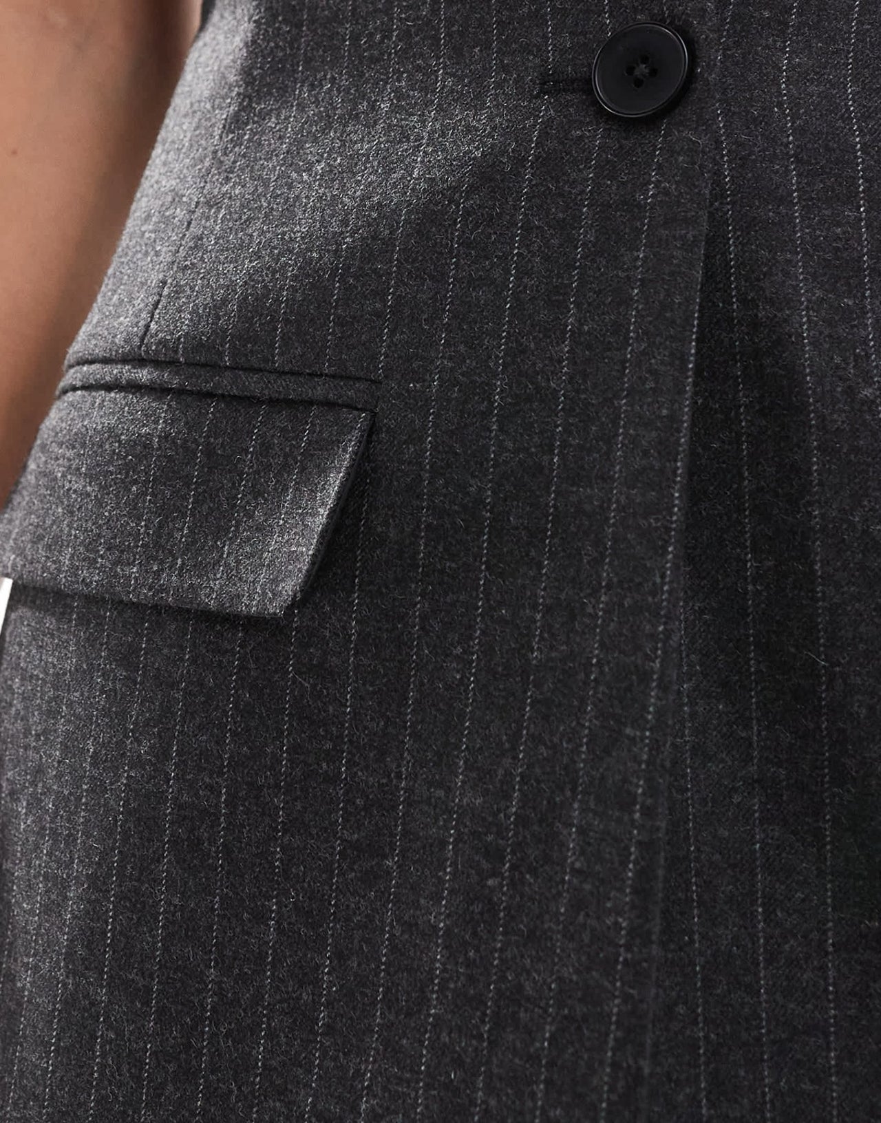 ASOS DESIGN exaggerated shoulder waistcoat in charcoal stripe - ASOS Sample Sale