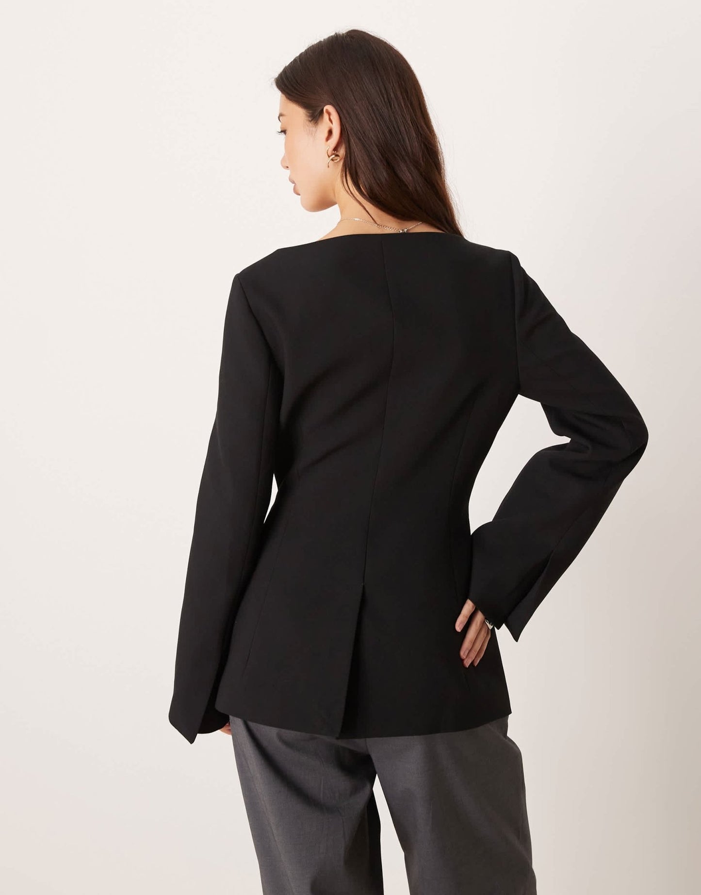 ASOS DESIGN exaggerated square neck blazer in black - ASOS Sample Sale