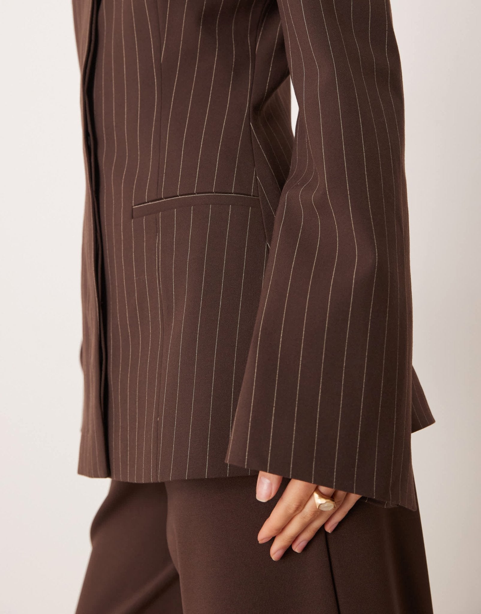 ASOS DESIGN exaggerated square neck blazer in chocolate brown - ASOS Sample Sale