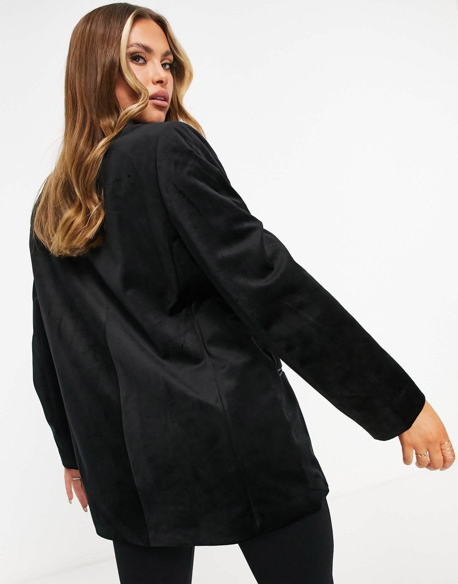 ASOS DESIGN extreme dad blazer in black velvet - ASOS Sample Sale