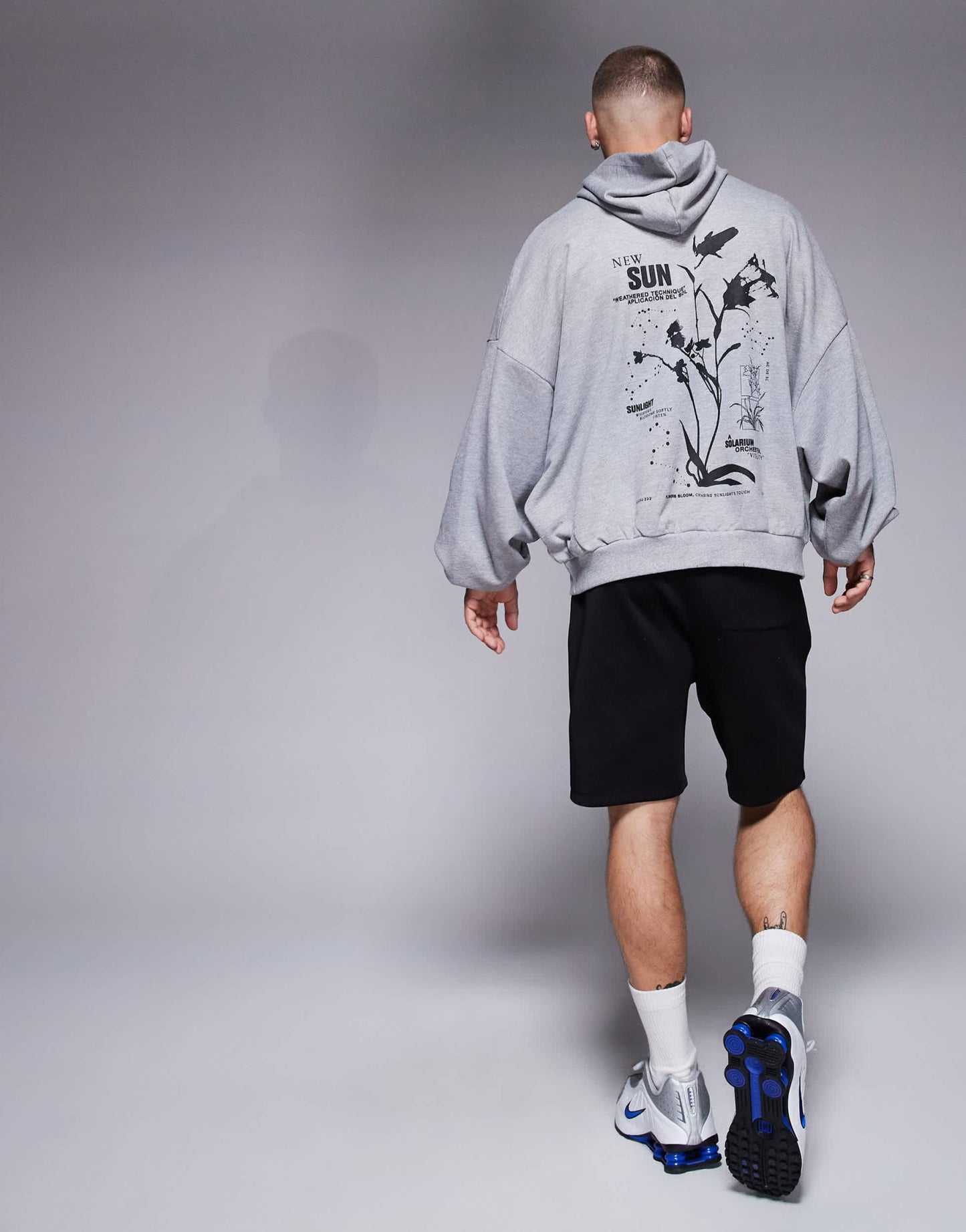 ASOS DESIGN extreme oversized sweatshirt with souvenir prints in grey marl - ASOS Sample Sale