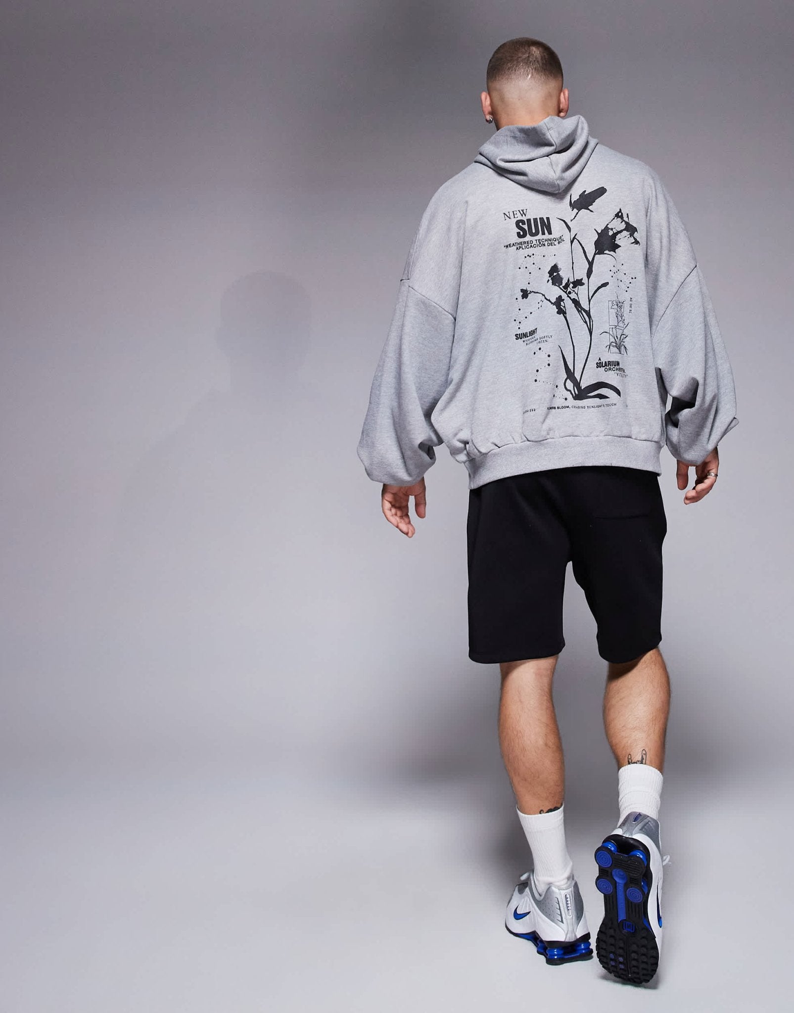 ASOS DESIGN extreme oversized sweatshirt with souvenir prints in grey marl - ASOS Sample Sale