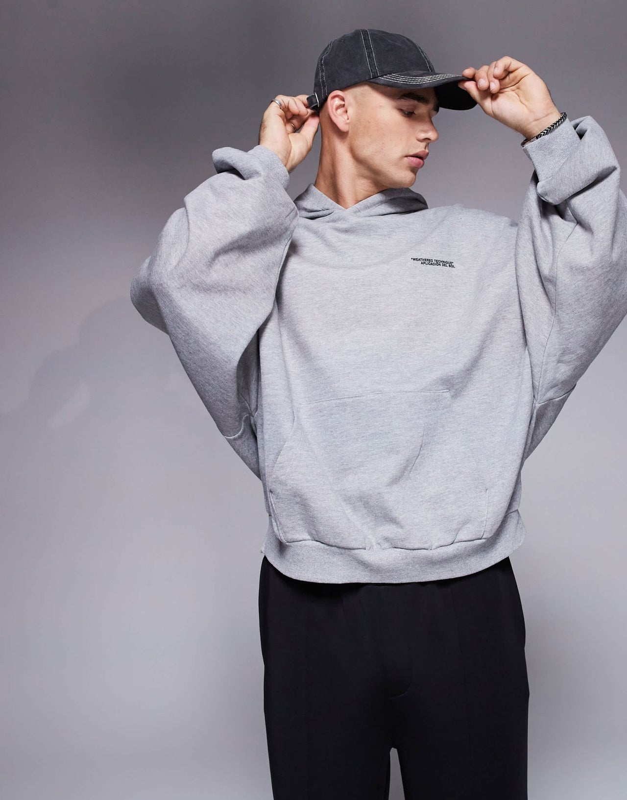 ASOS DESIGN extreme oversized sweatshirt with souvenir prints in grey marl - ASOS Sample Sale