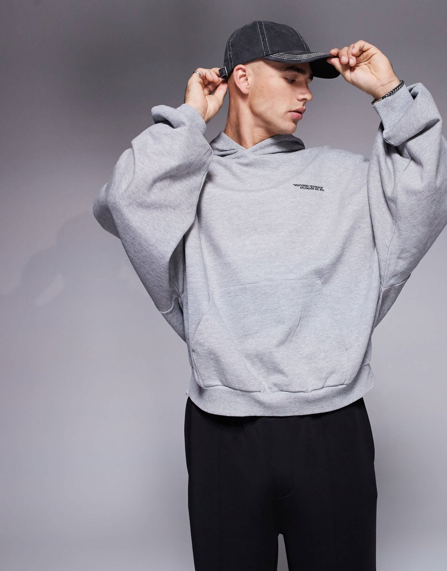 ASOS DESIGN extreme oversized sweatshirt with souvenir prints in grey marl - ASOS Sample Sale