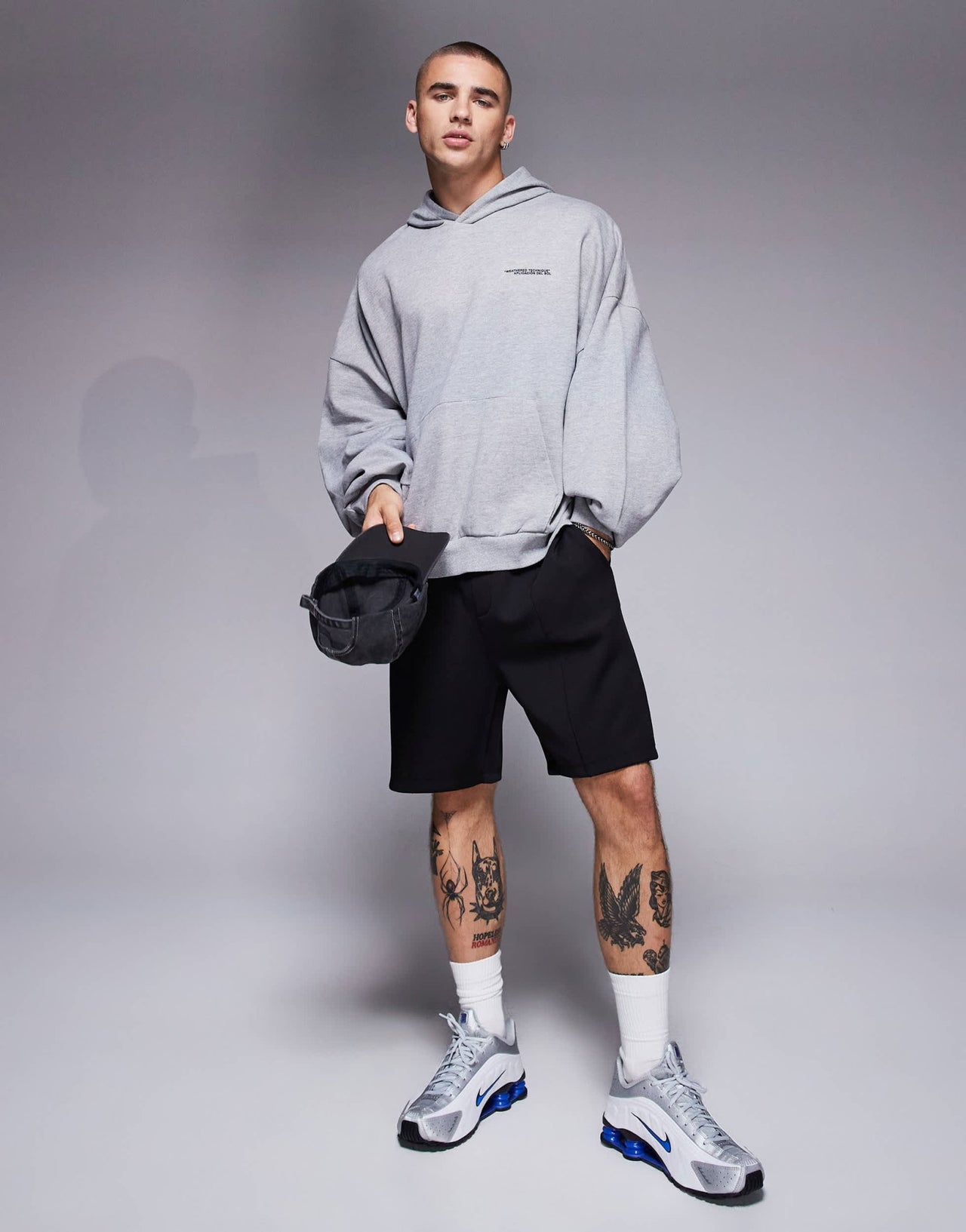 ASOS DESIGN extreme oversized sweatshirt with souvenir prints in grey marl - ASOS Sample Sale