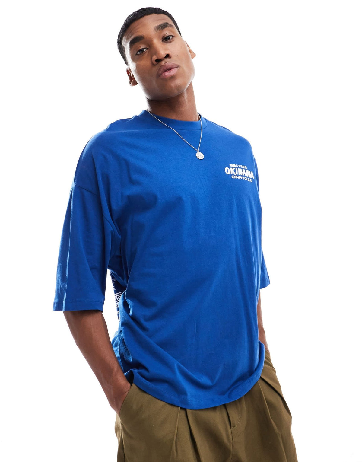 ASOS DESIGN extreme oversized t-shirt with car chest and back print in blue - ASOS Sample Sale