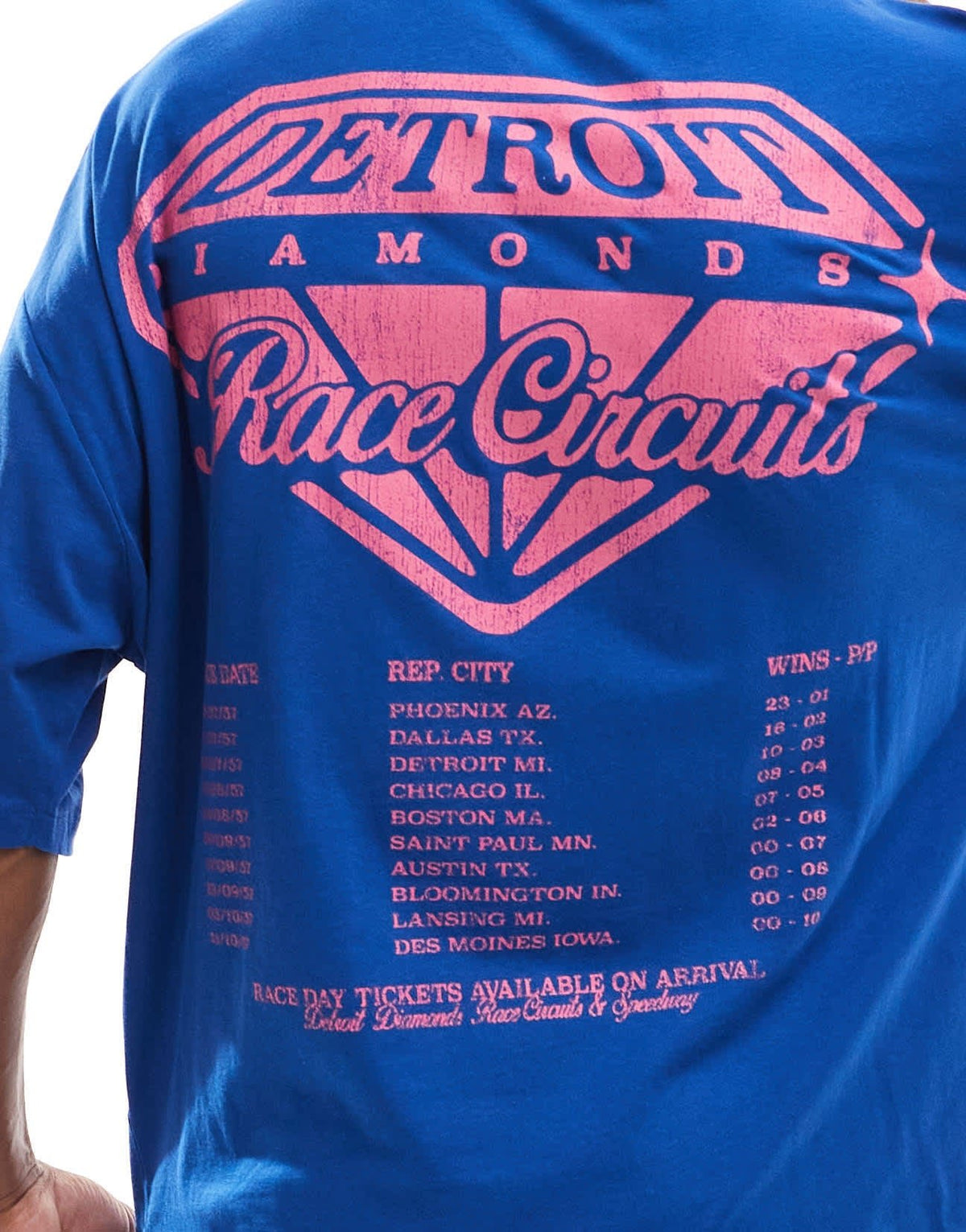 ASOS DESIGN extreme oversized t-shirt with Detroit chest and back print in blue - ASOS Sample Sale