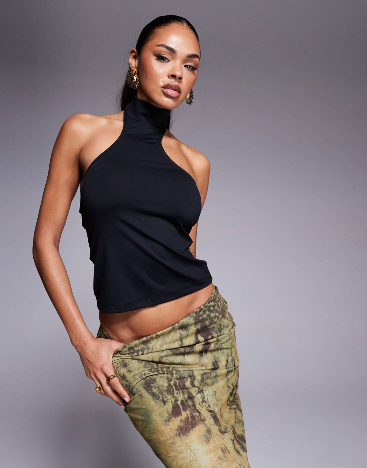 ASOS DESIGN extreme racer top with high neck in black - ASOS Sample Sale
