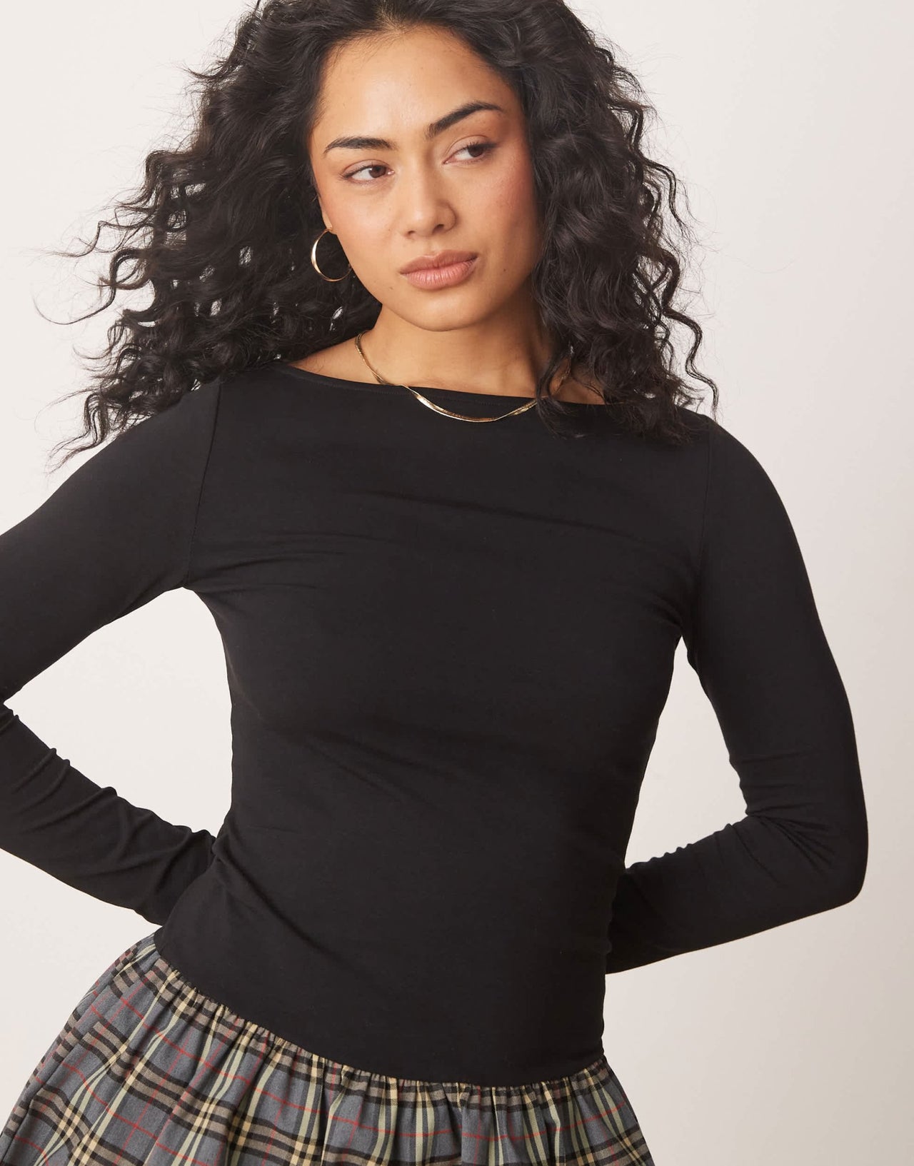 ASOS DESIGN fabric mix mini dress in black check - ASOS Sample Sale