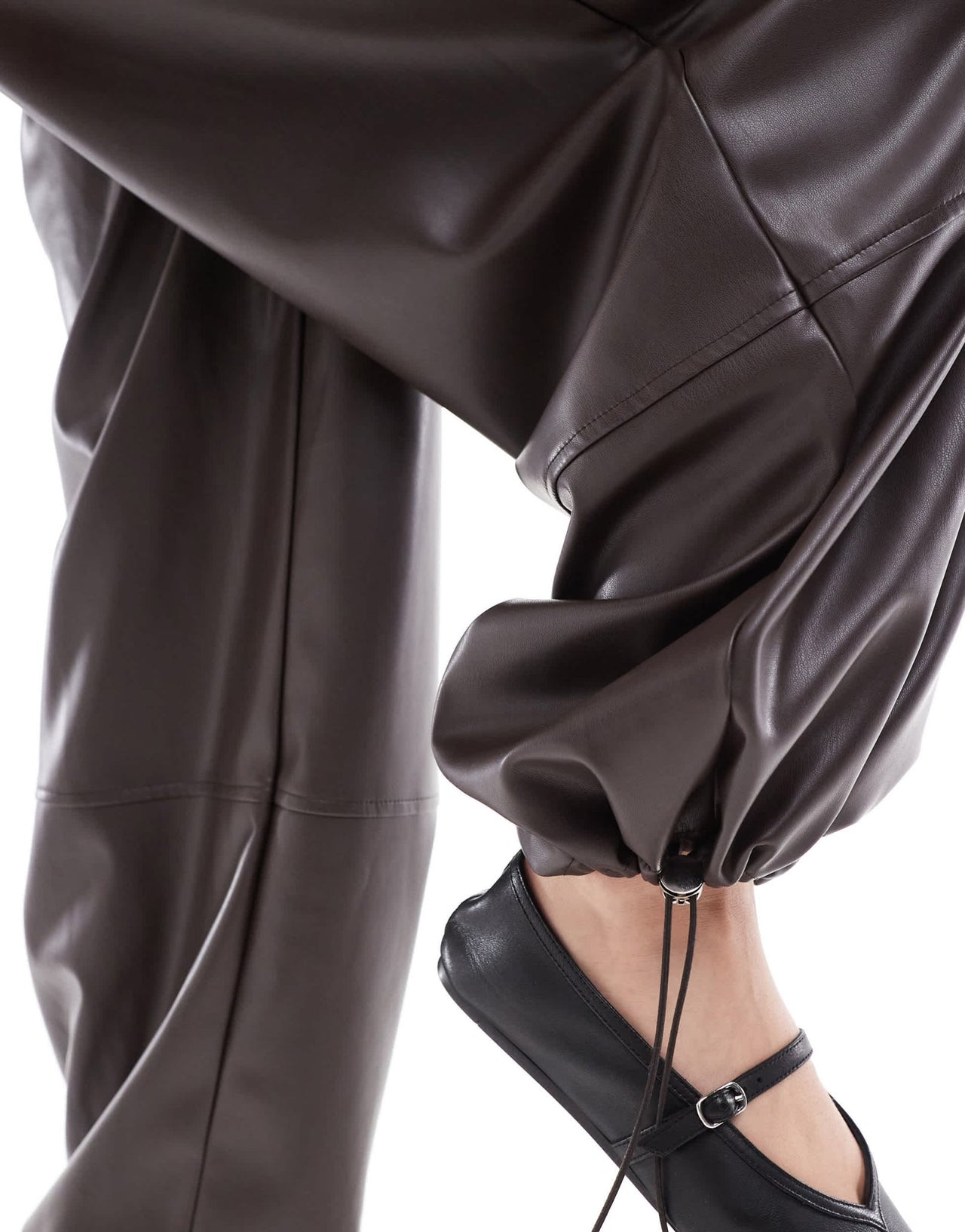 ASOS DESIGN faux leather oversized volume trousers in chocolate - ASOS Sample Sale