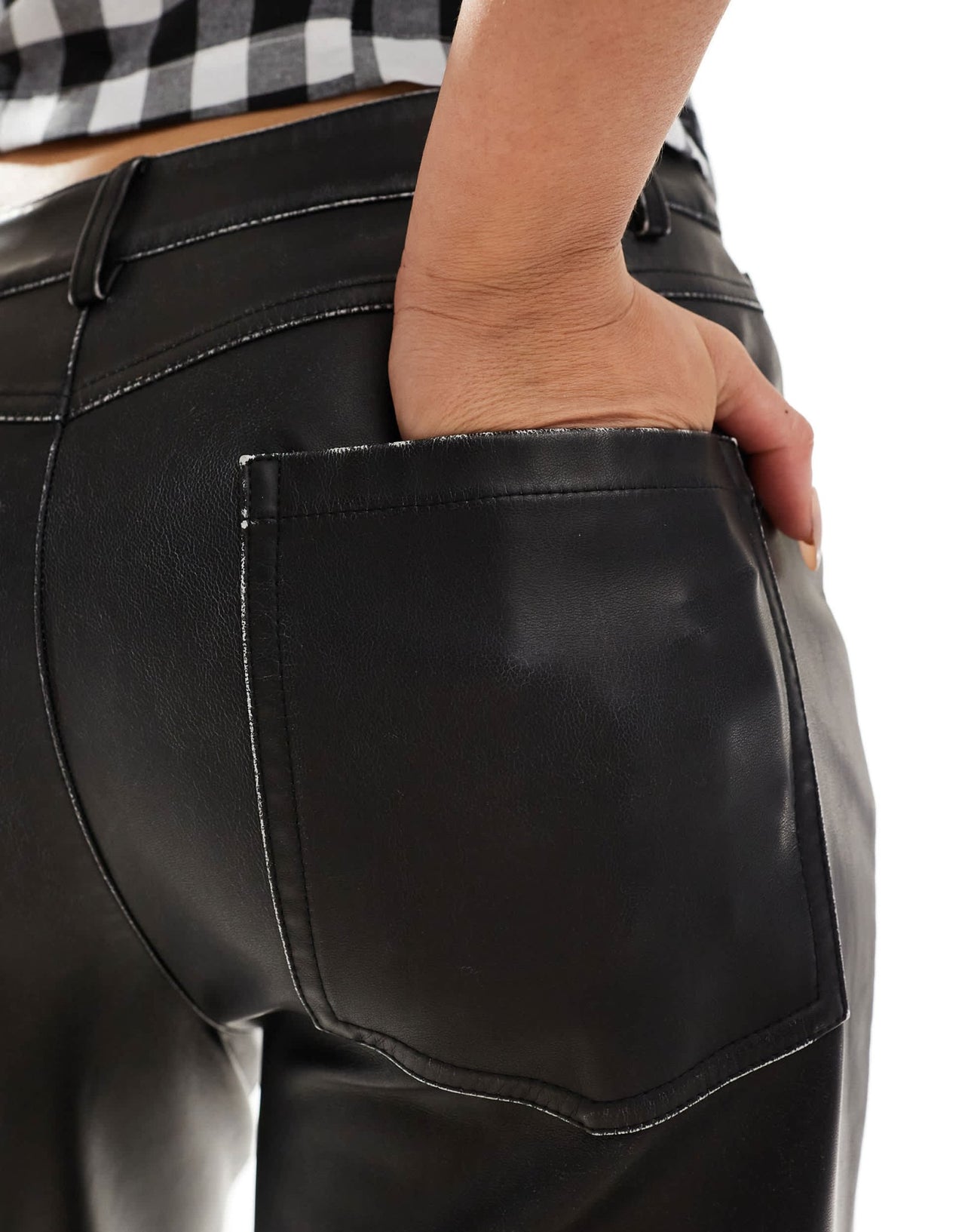 ASOS DESIGN faux leather straight leg trousers in washed black - ASOS Sample Sale