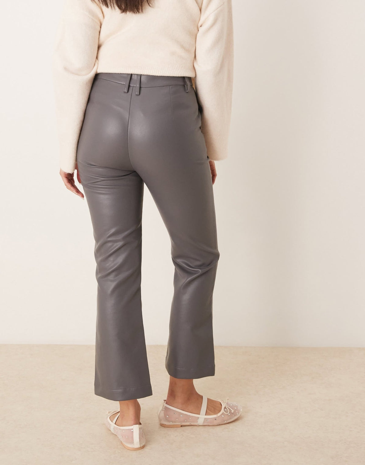 ASOS DESIGN faux leather zip front ankle grazer trouser in charcoal - ASOS Sample Sale