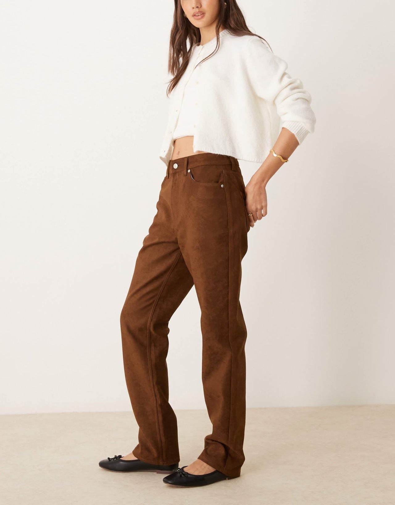 ASOS DESIGN faux suede 90s straight jean in tan - ASOS Sample Sale