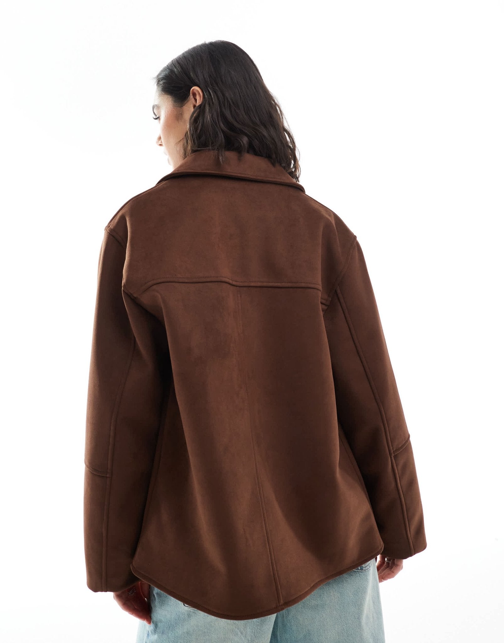 ASOS DESIGN faux suede button front jacket in mocha - ASOS Sample Sale