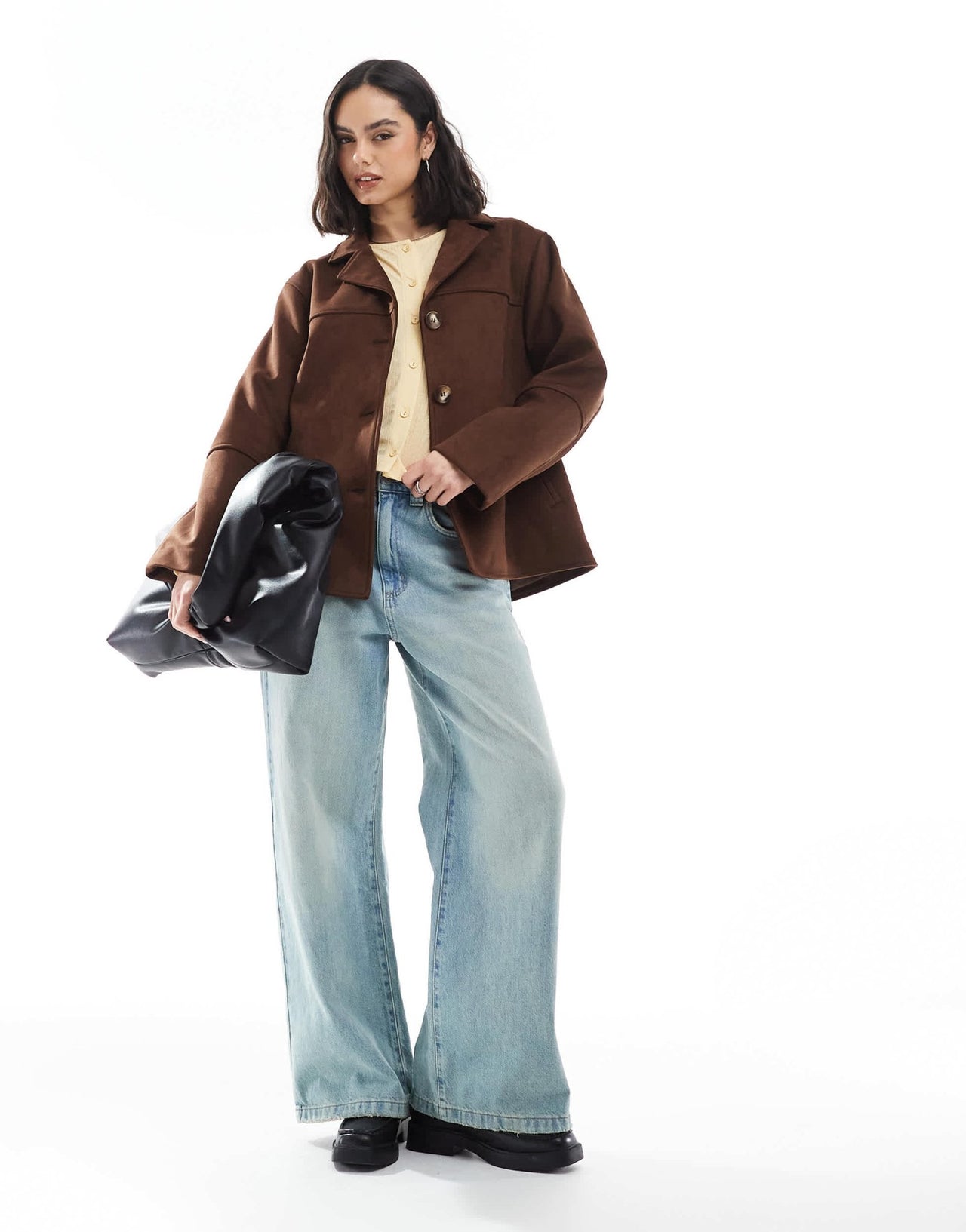 ASOS DESIGN faux suede button front jacket in mocha - ASOS Sample Sale