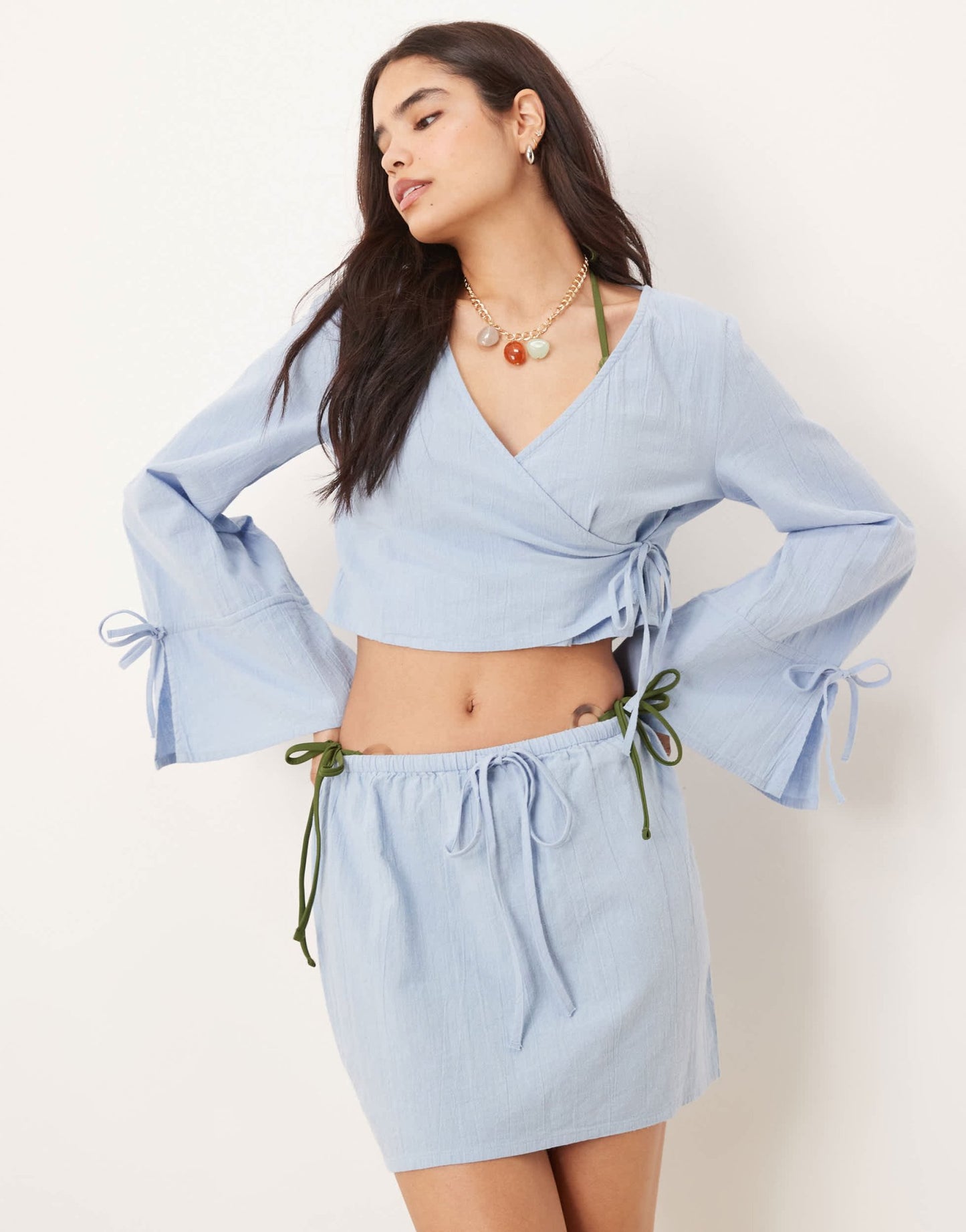 ASOS DESIGN Fern mini beach skirt in ice blue - ASOS Sample Sale