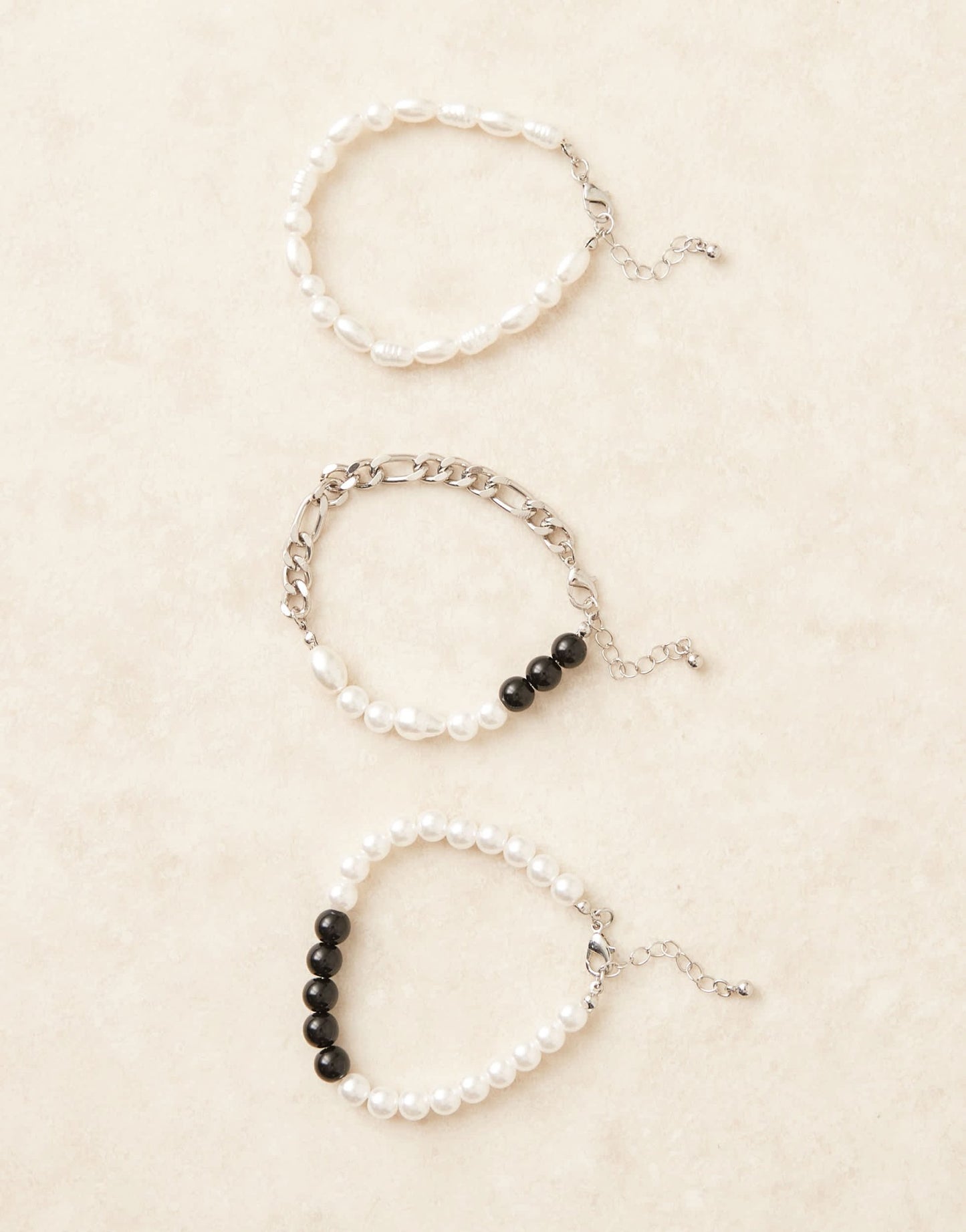 ASOS DESIGN festival mixed chain and beaded 3 pack bracelet in silver - ASOS Sample Sale