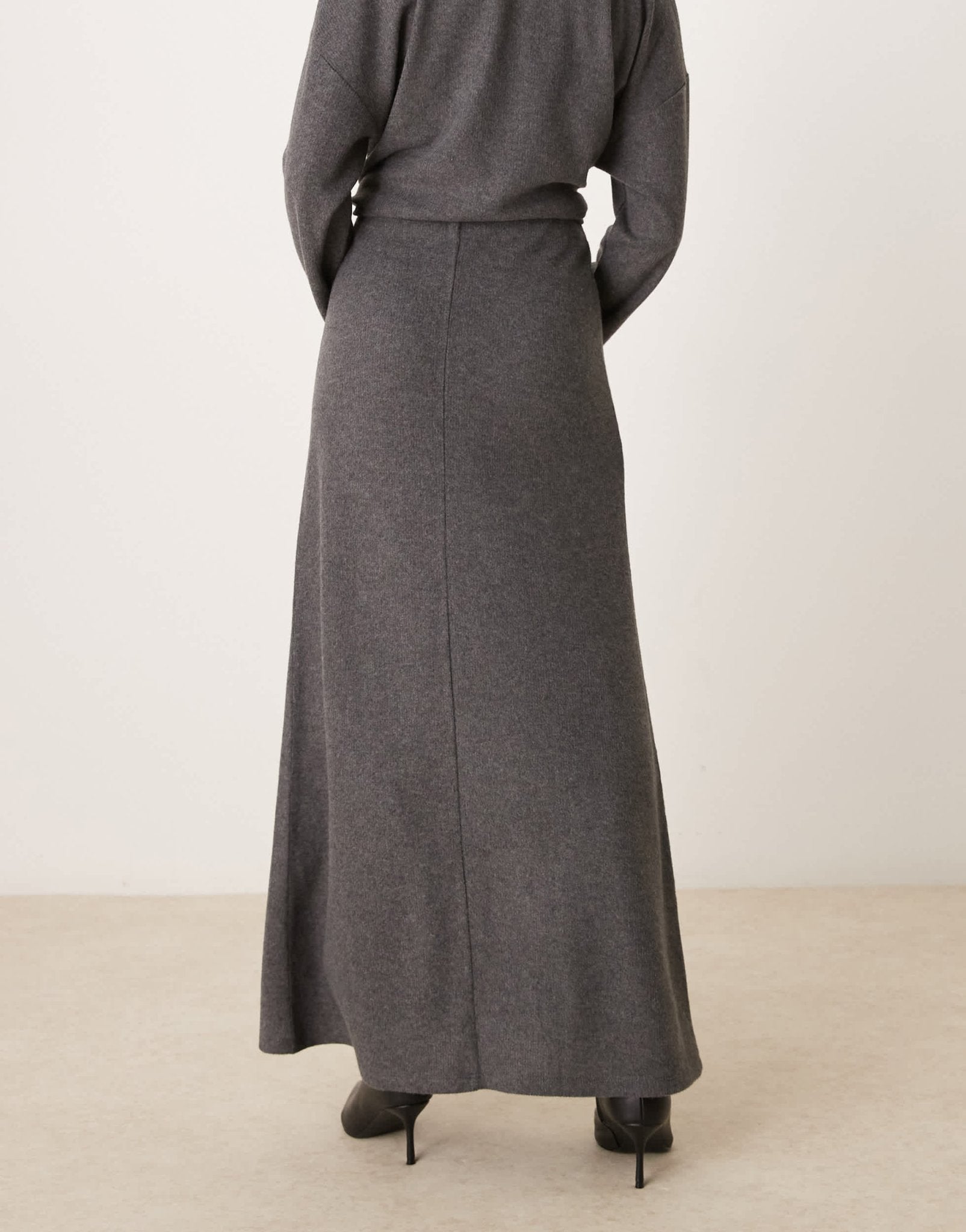 ASOS DESIGN fishtail co ord supersoft maxi skirt in grey marl - ASOS Sample Sale