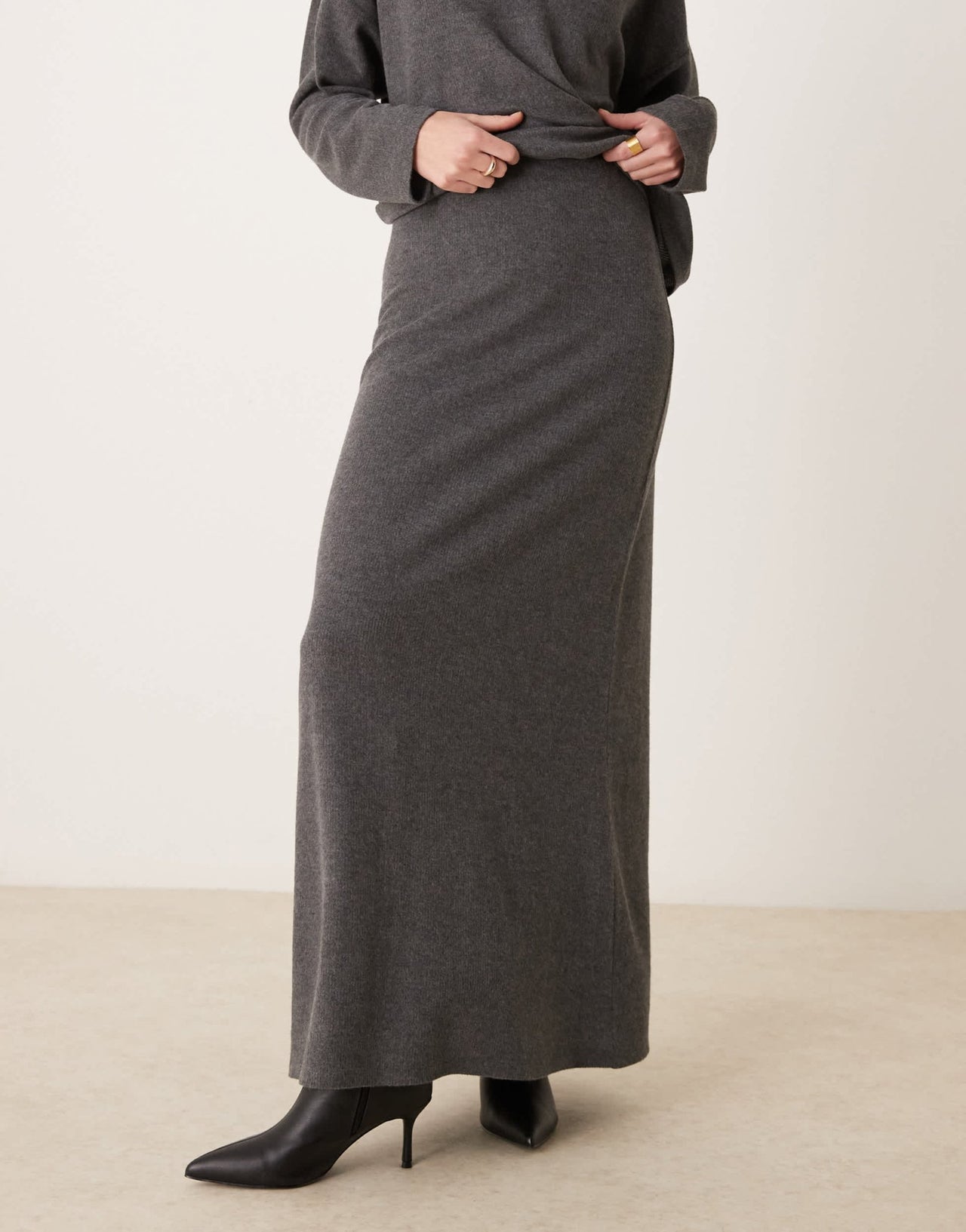 ASOS DESIGN fishtail co ord supersoft maxi skirt in grey marl - ASOS Sample Sale