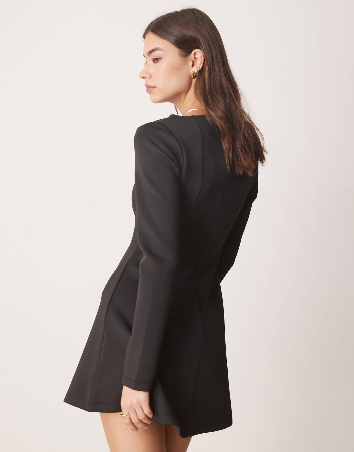 ASOS DESIGN fit and flare mini dress in black in scuba - style fabric - ASOS Sample Sale