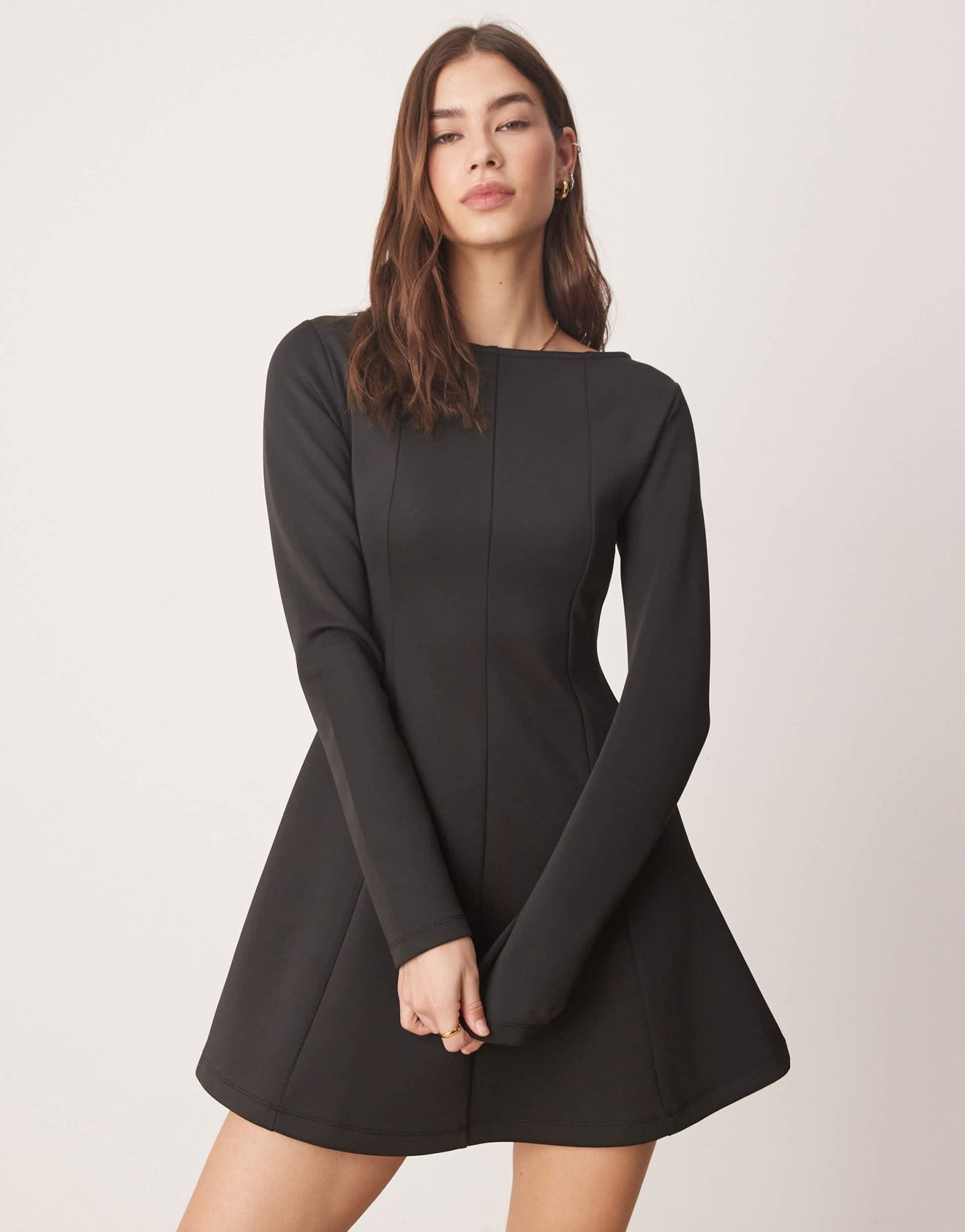 ASOS DESIGN fit and flare mini dress in black in scuba - style fabric - ASOS Sample Sale