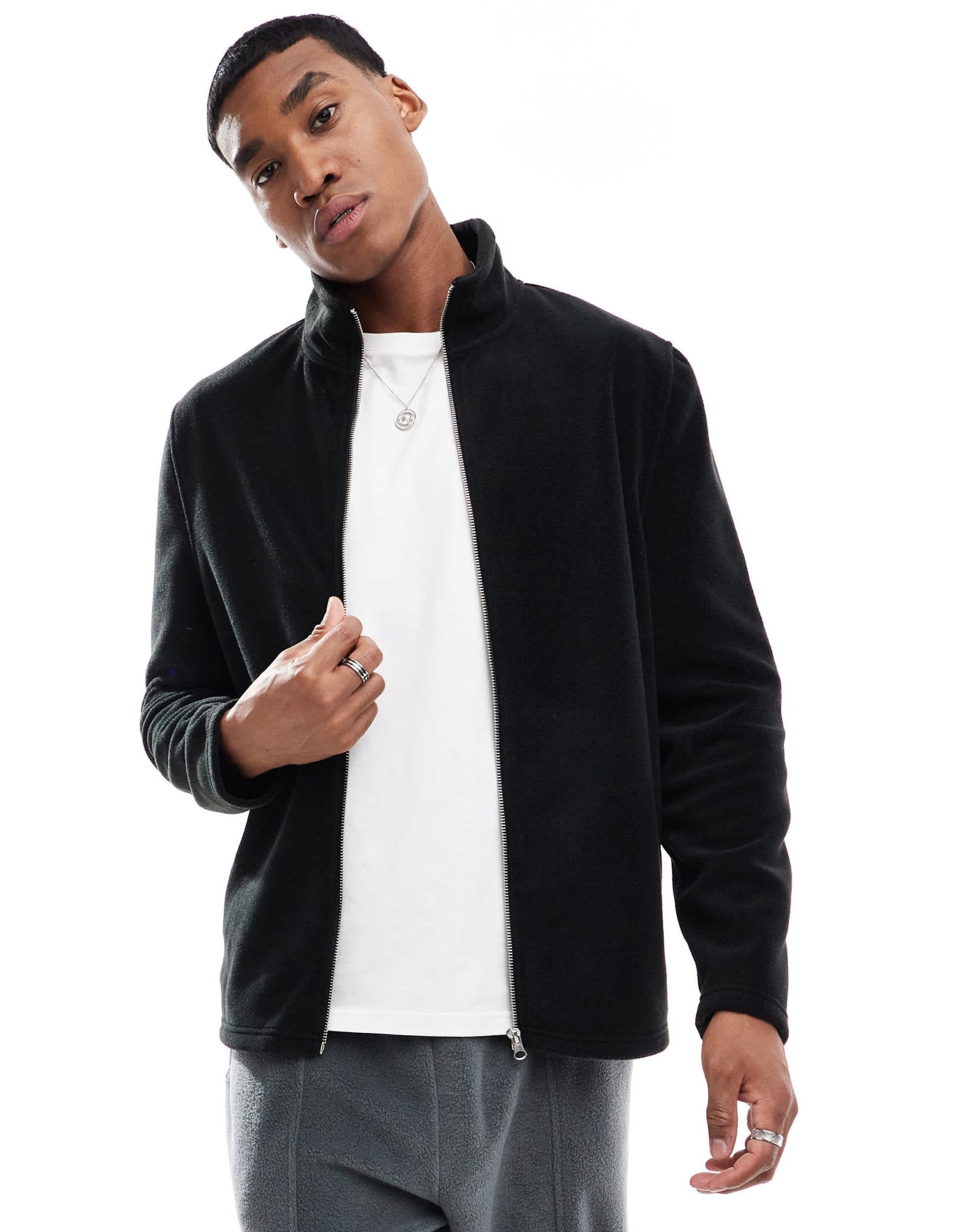 ASOS DESIGN fleece shacket in black - ASOS Sample Sale