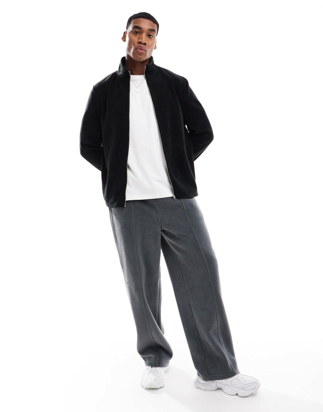 ASOS DESIGN fleece shacket in black - ASOS Sample Sale