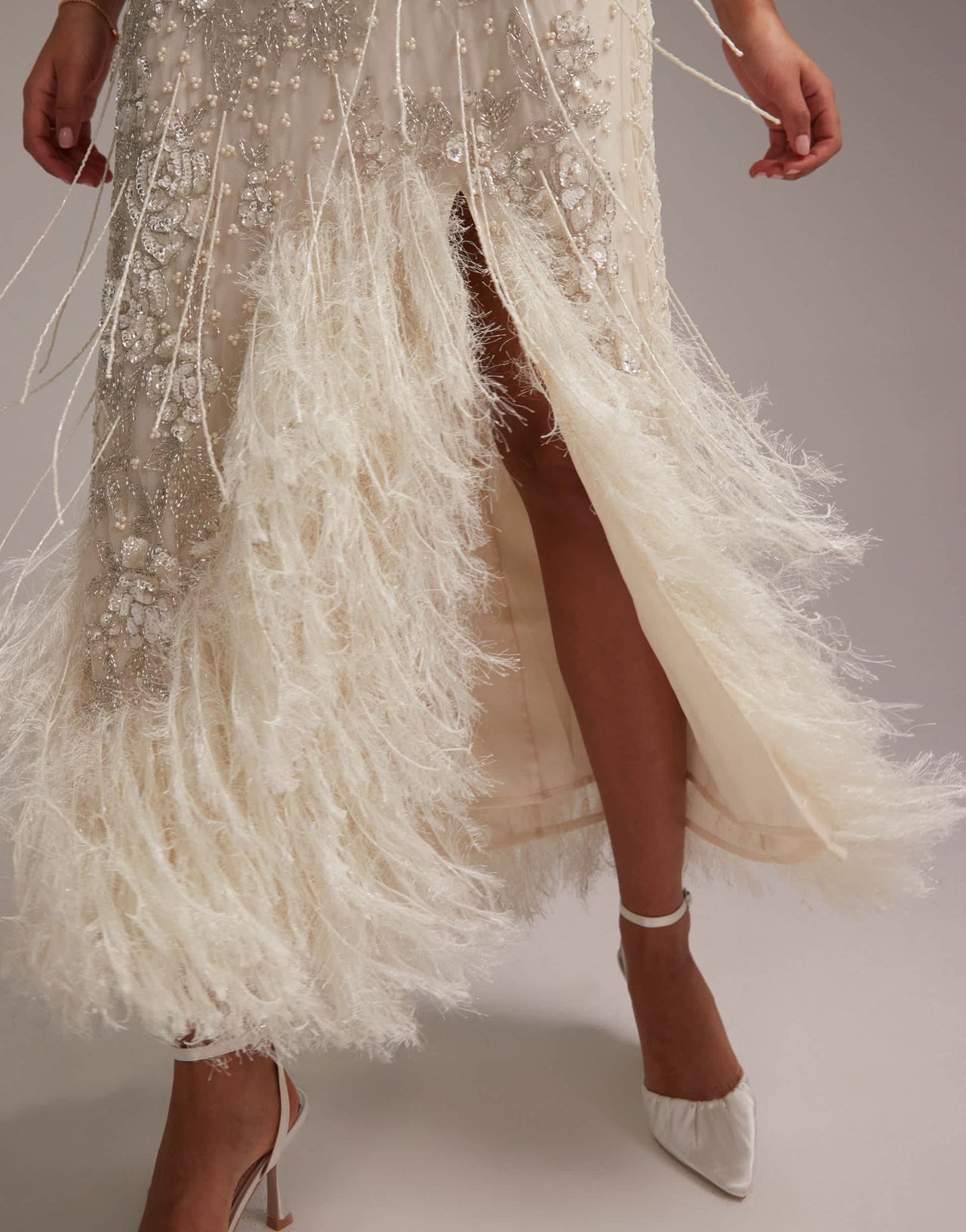 ASOS DESIGN floral embellished halter maxi wedding dress with fringe hem - ASOS Sample Sale