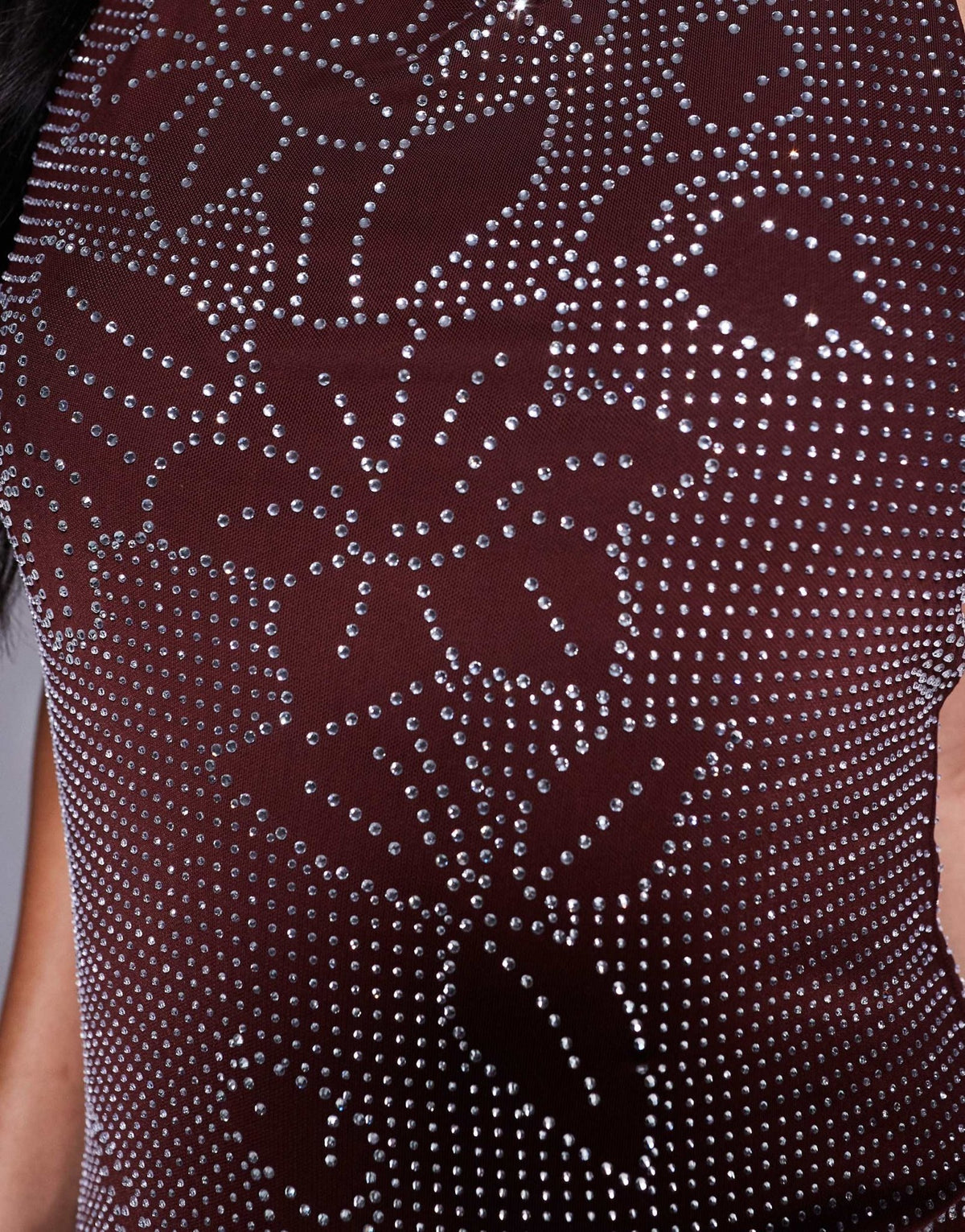 ASOS DESIGN floral hotfix sequin sleeveless high neck mini dress in chocolate - ASOS Sample Sale