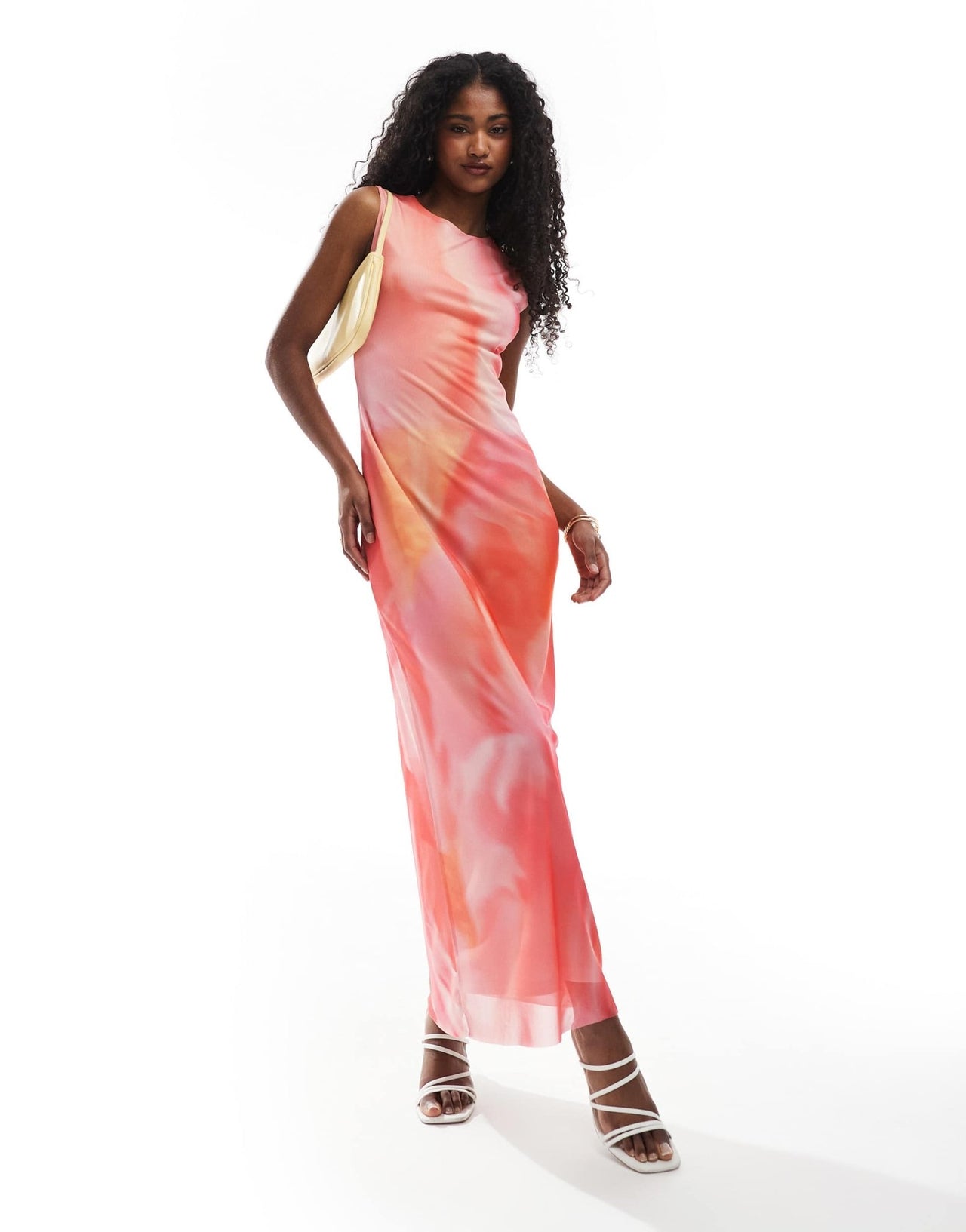 ASOS DESIGN floral placement slash neck mesh maxi dress in multi - ASOS Sample Sale