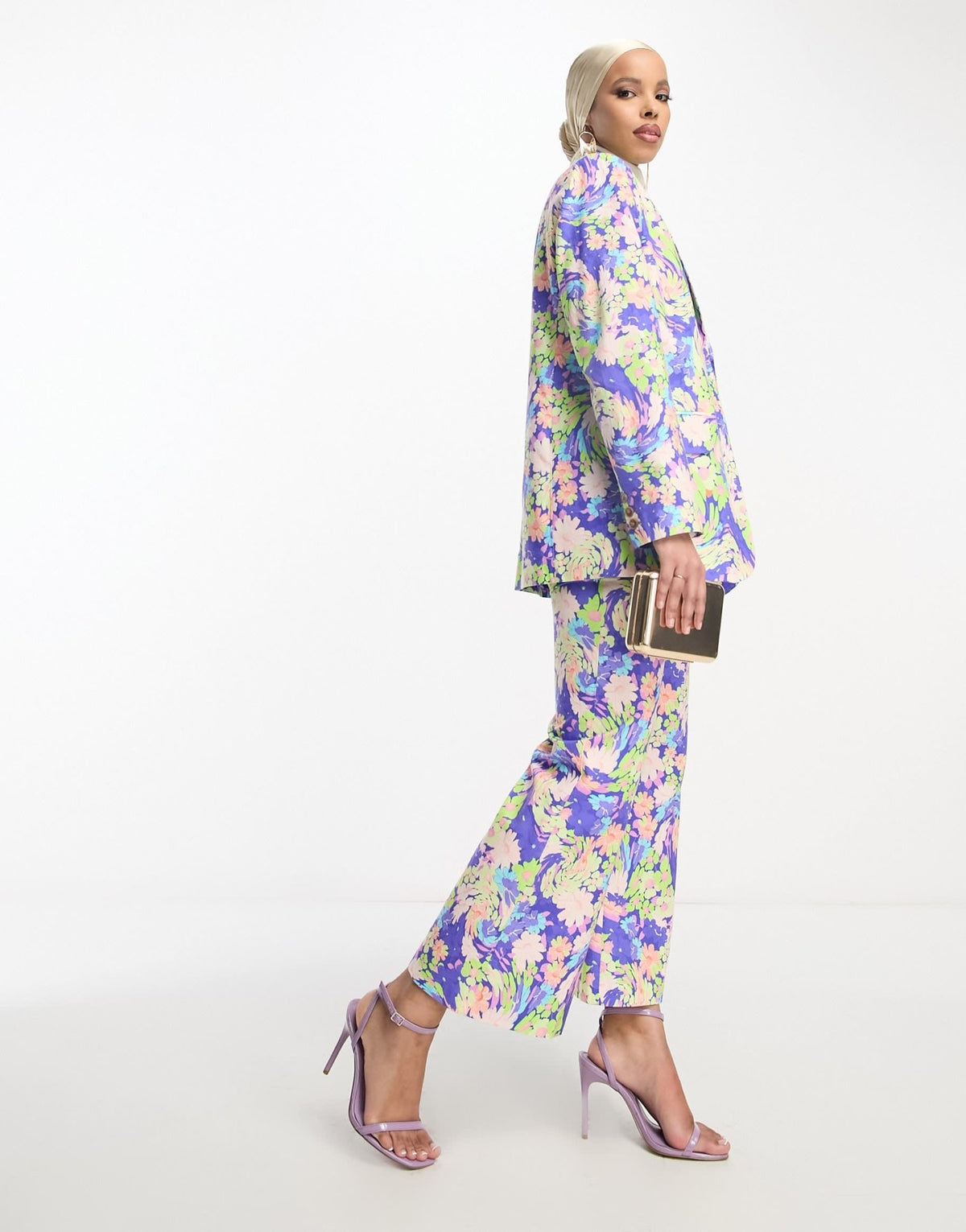 ASOS DESIGN floral suit dad blazer in blue - ASOS Sample Sale