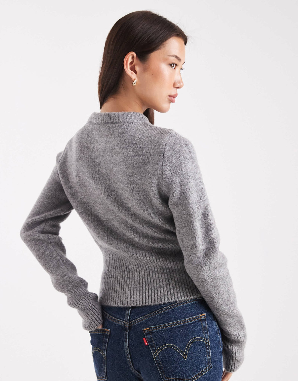 ASOS DESIGN fluffy neat fit knitted cardigan in grey - ASOS Sample Sale